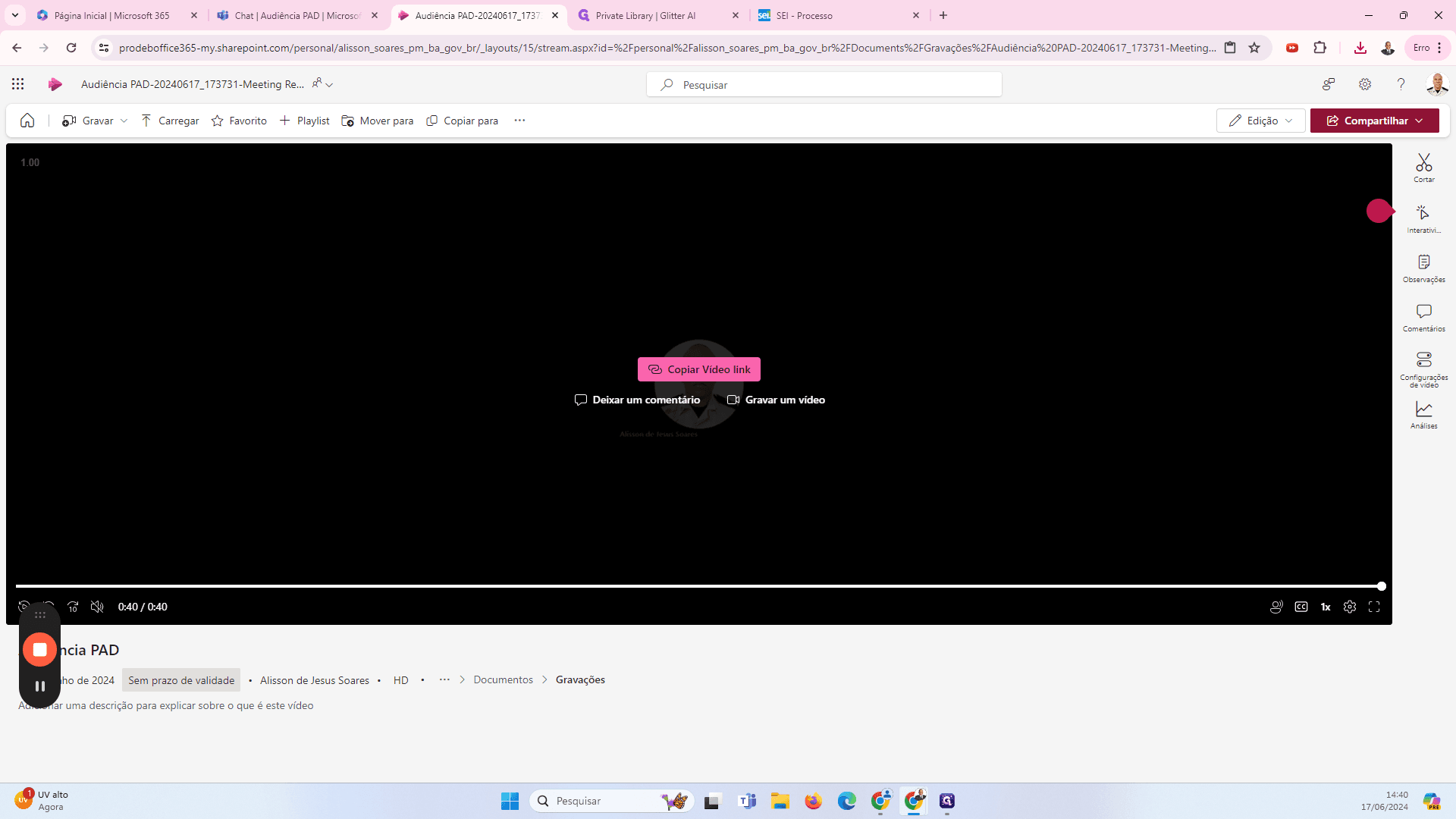 Step #44: Clicando no Botão Compartilhar