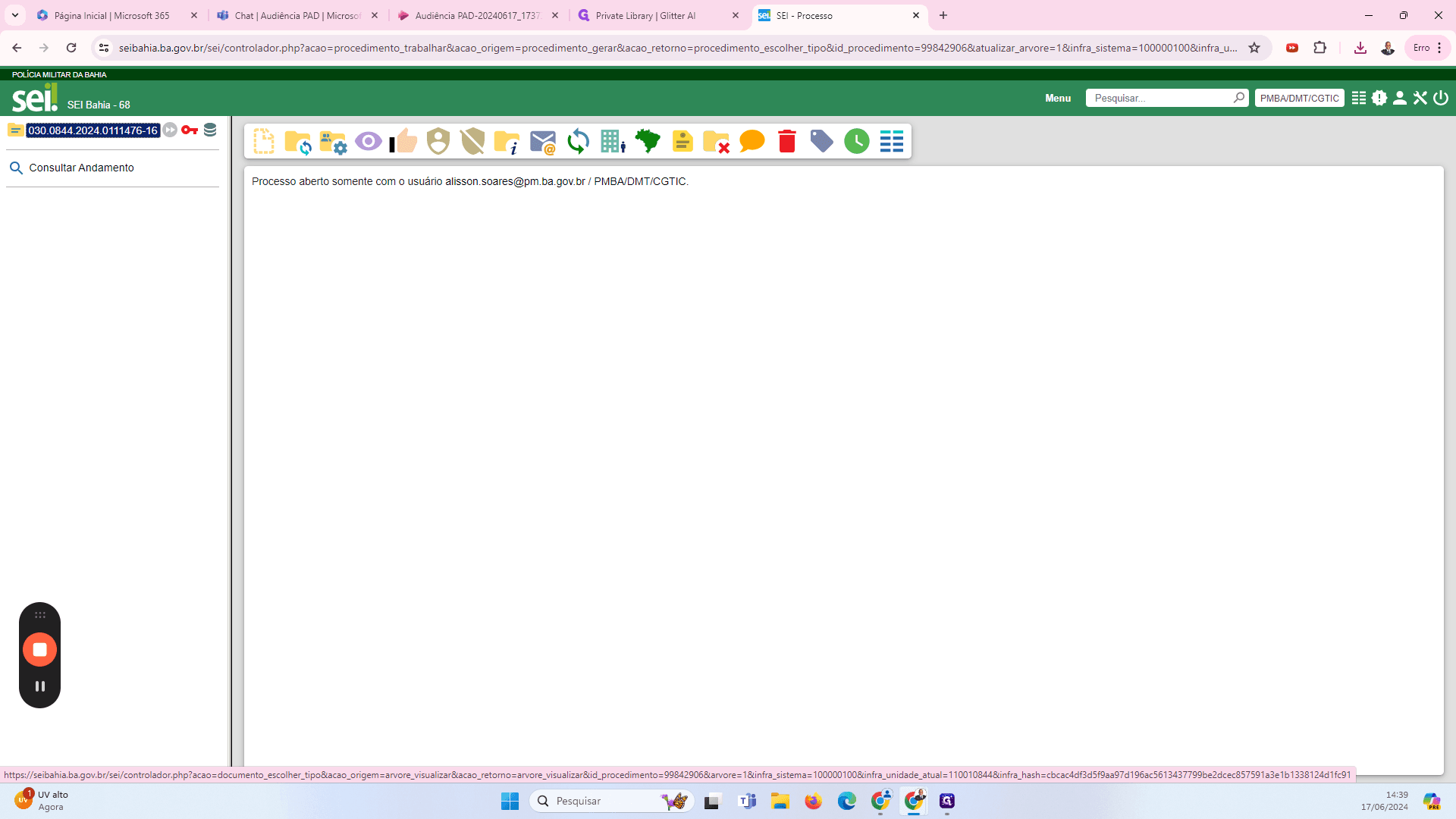 Step #41: Clicando no ícone de novo documento