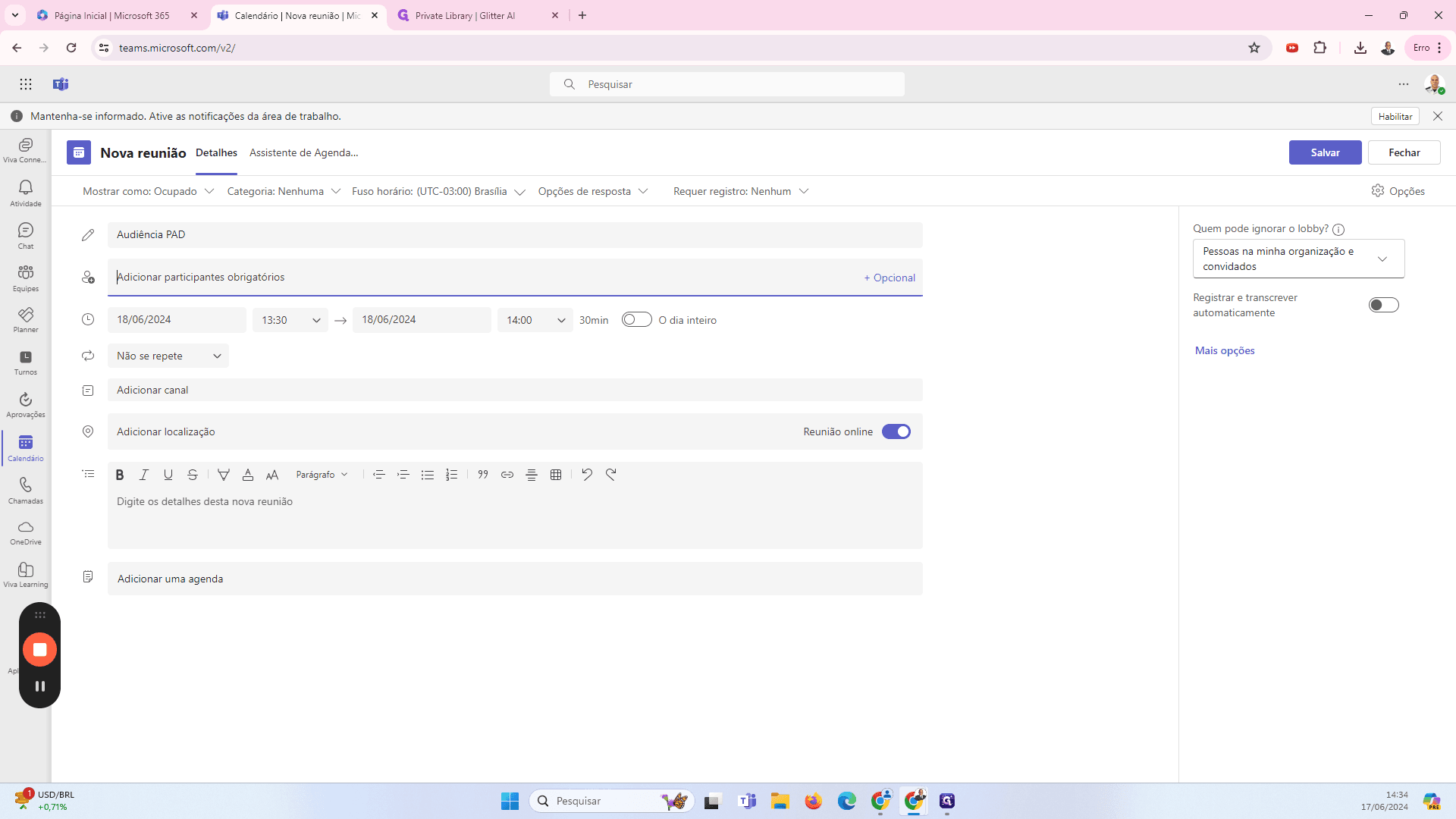 Step #7: Adicione os detalhes da audiência, convide participante pelos e-mails