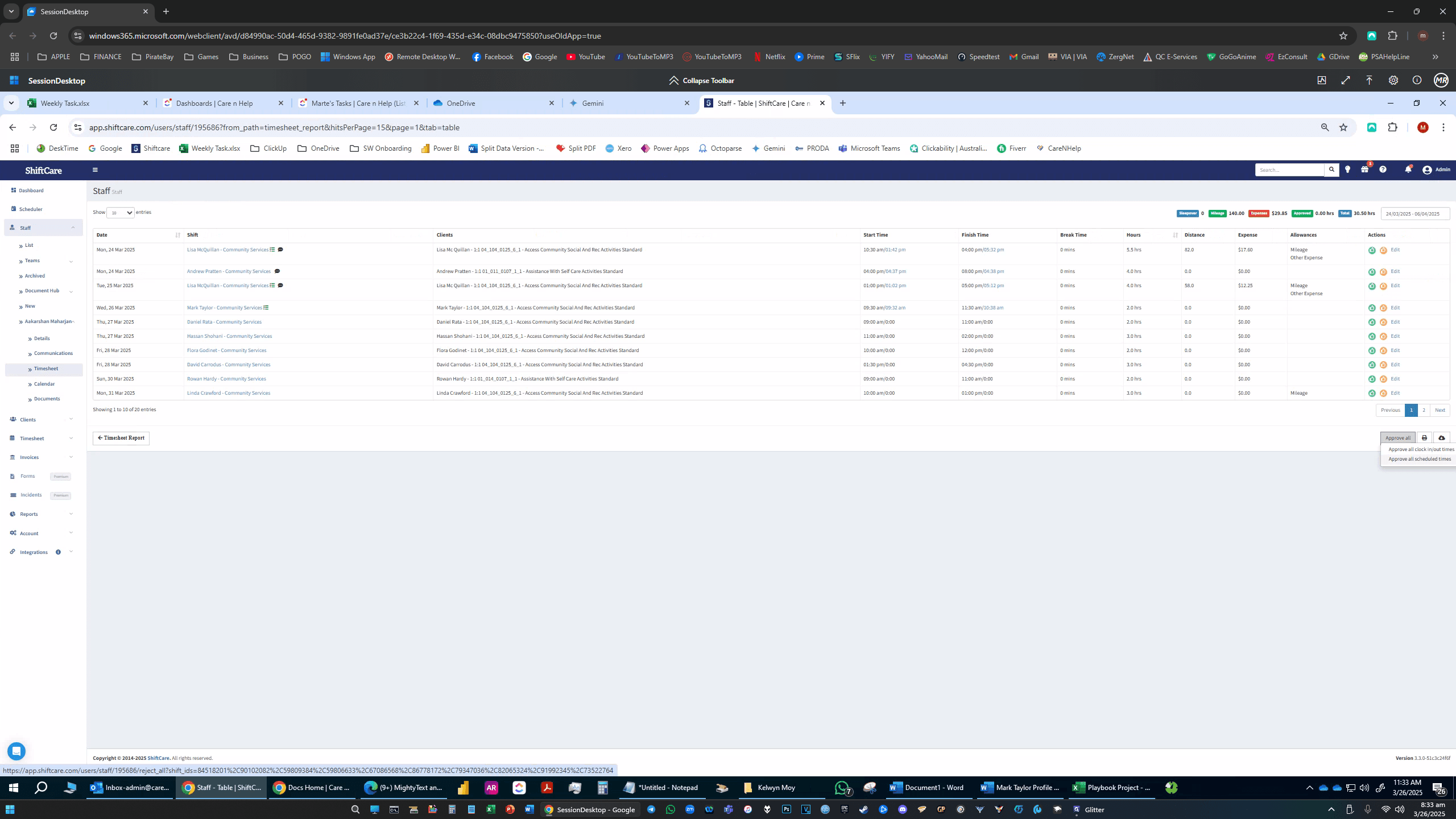 Step #18: Once Validated, Click On Approve All on the Bottom Right, then "Approve Scheduled Times". Repeat this step for the rest of the employees.