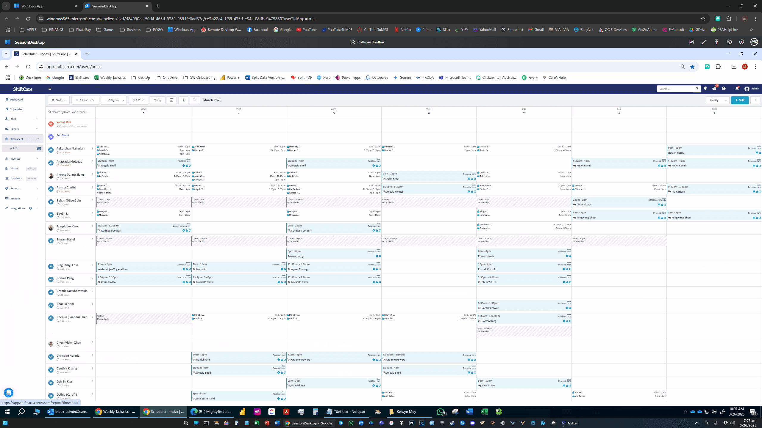 Step #2: From there, on the left menu, Click on Timesheet > List