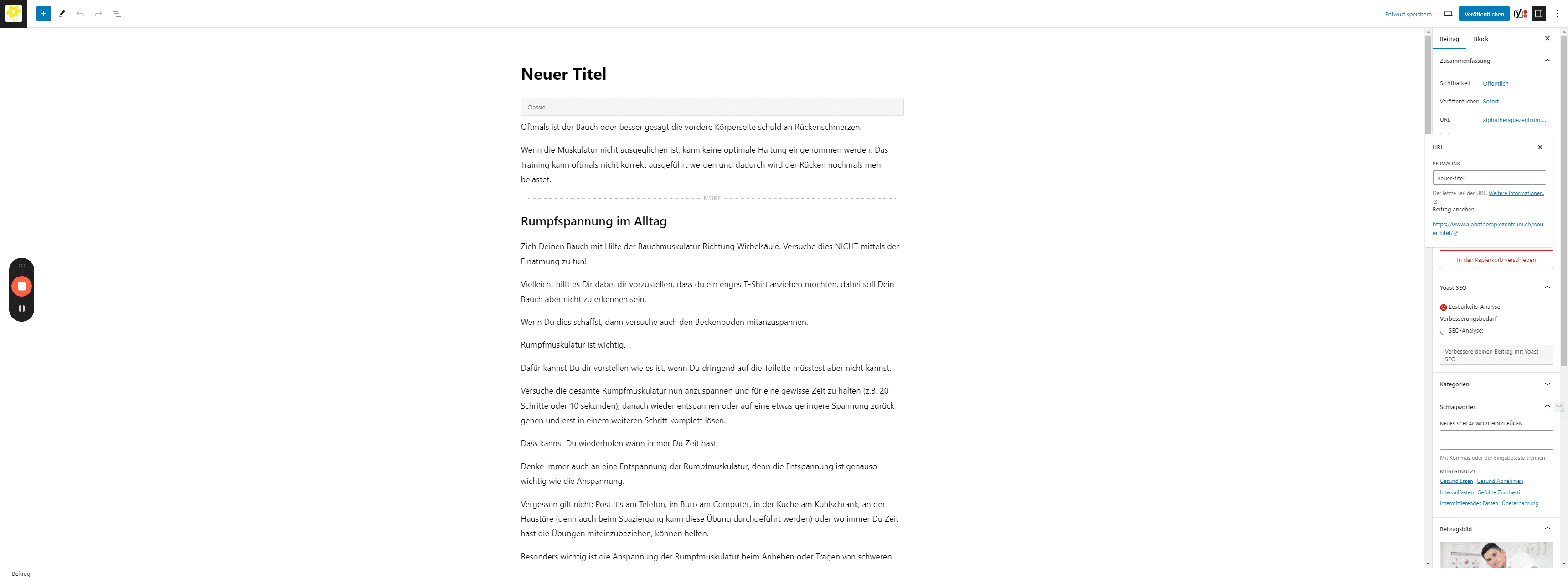 Step #22: Hier kann der URL angepasst werden