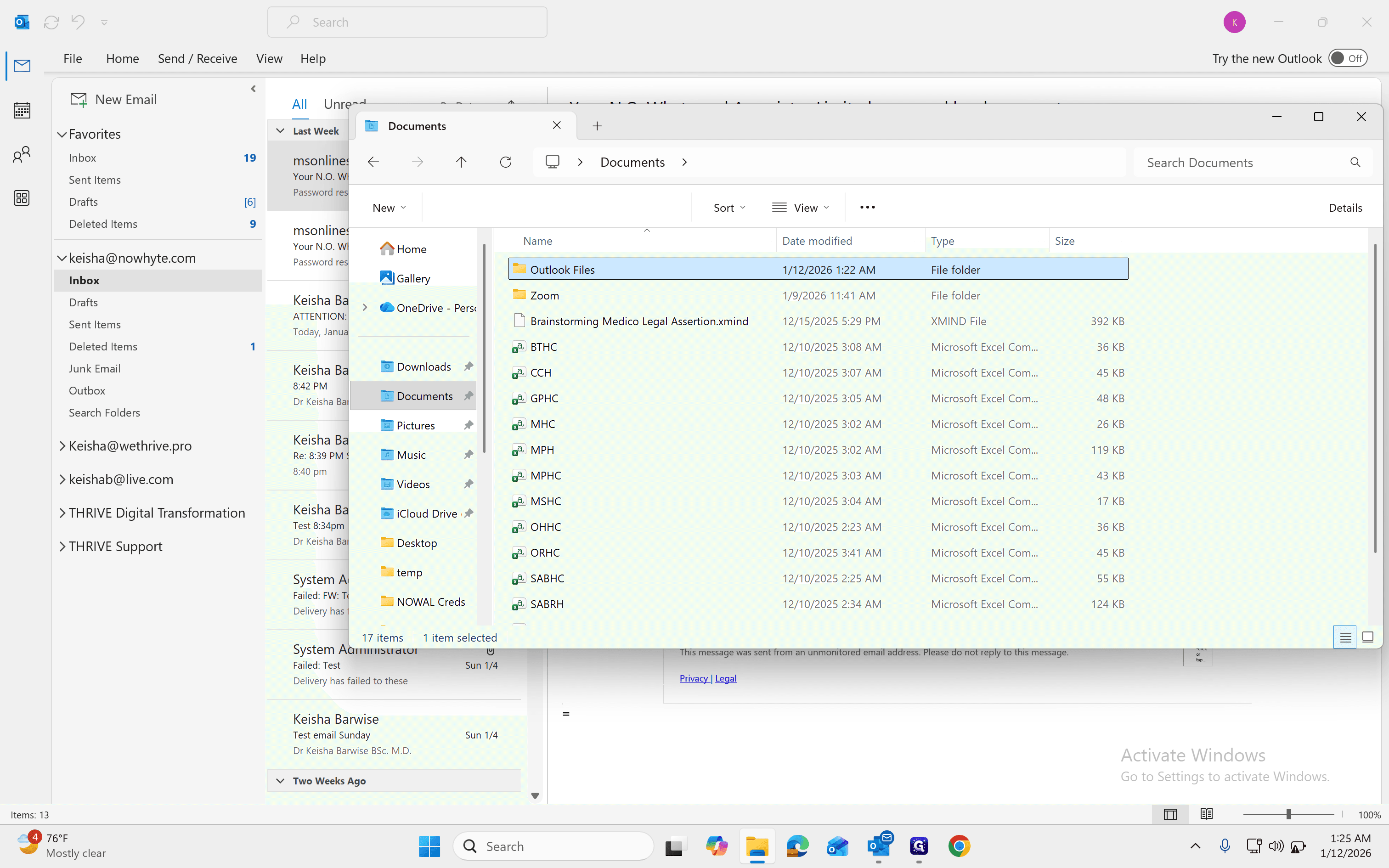 Step #14: Double-click on "Outlook Files"