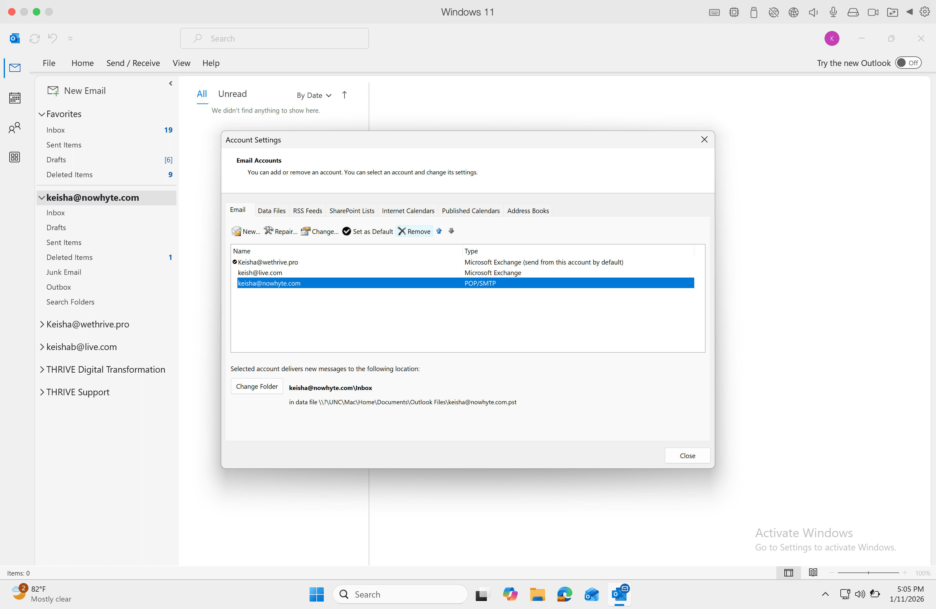 Step #20: Click on the email account you want to remove