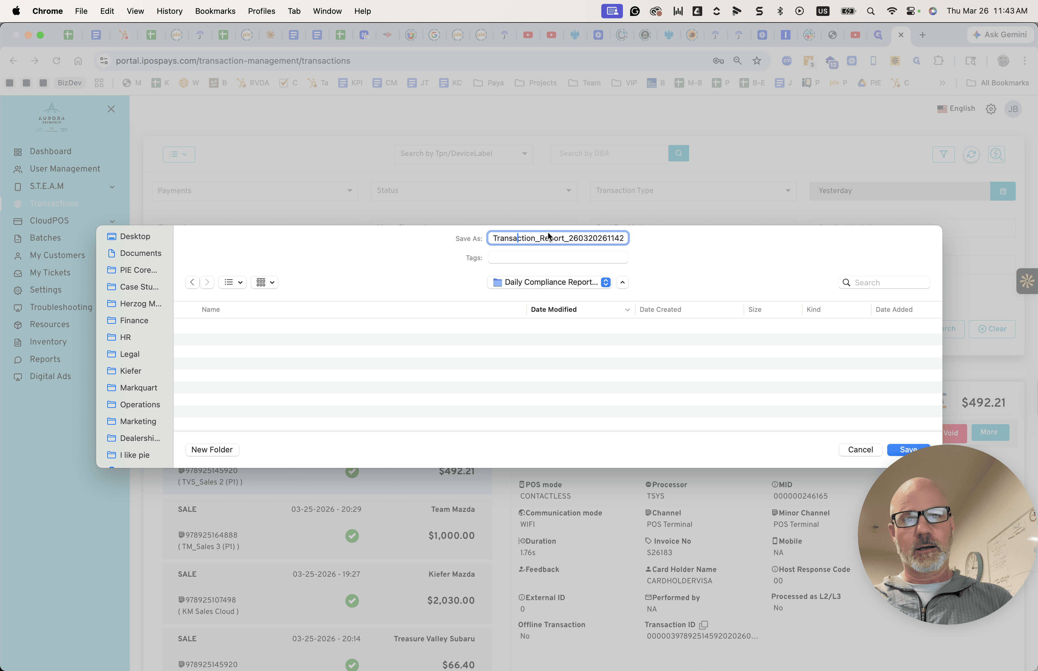 Step #31: Click on "Transaction_Report_260320261142"