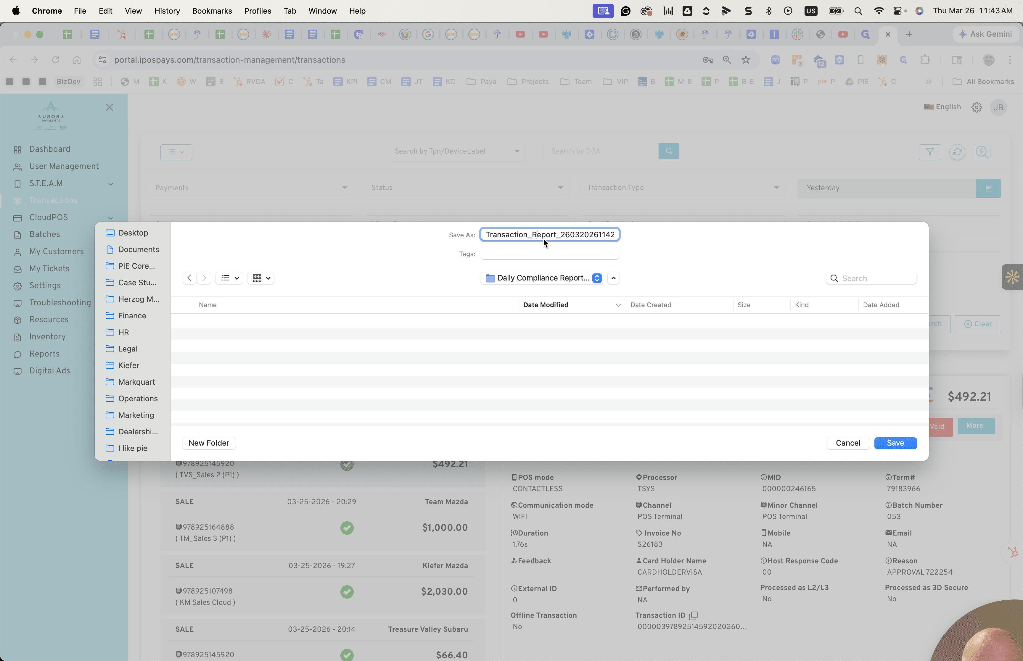 Step #38: Click on "Transaction_Report_260320261142"