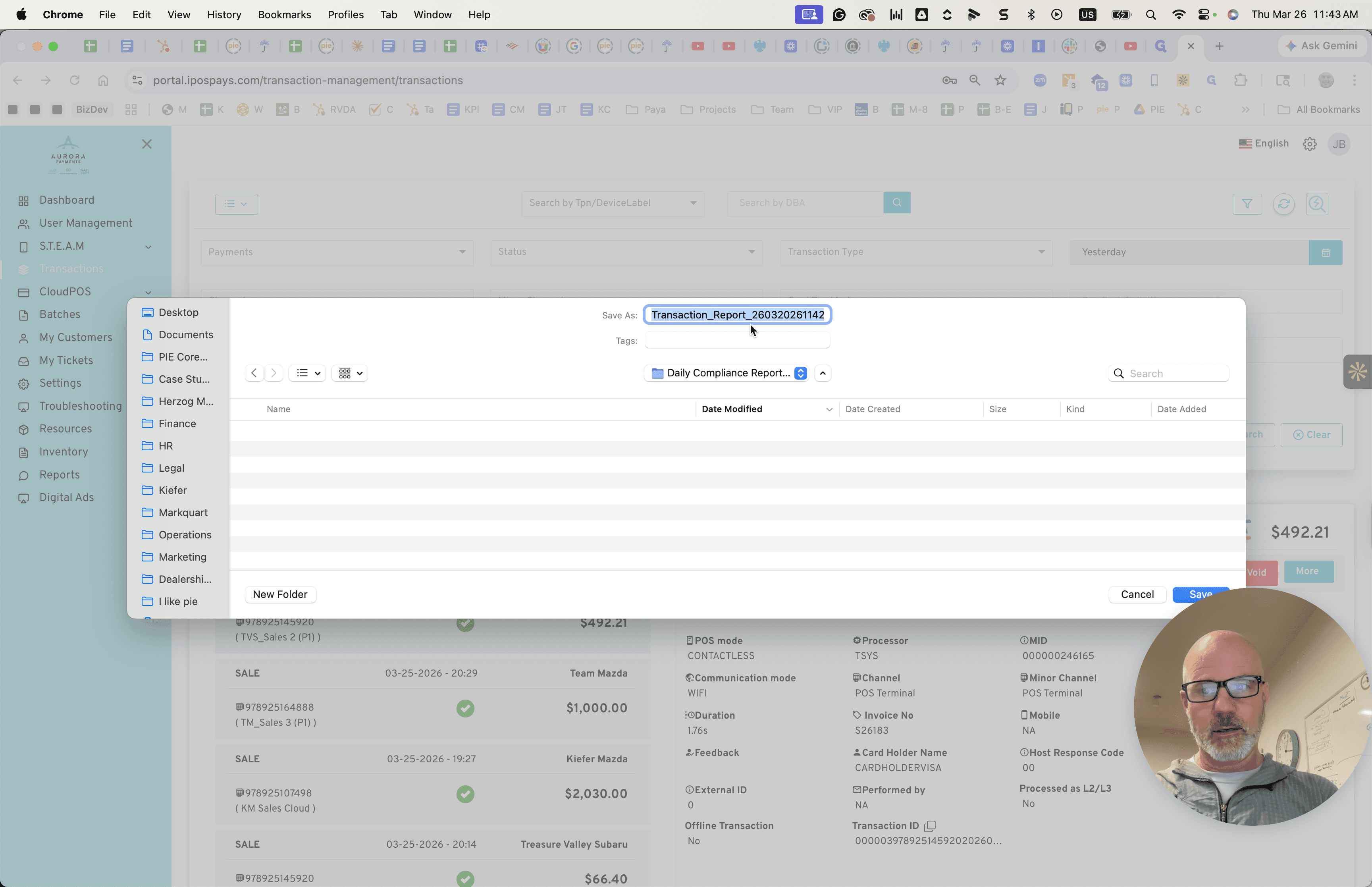 Step #36: Click on "Transaction_Report_260320261142"