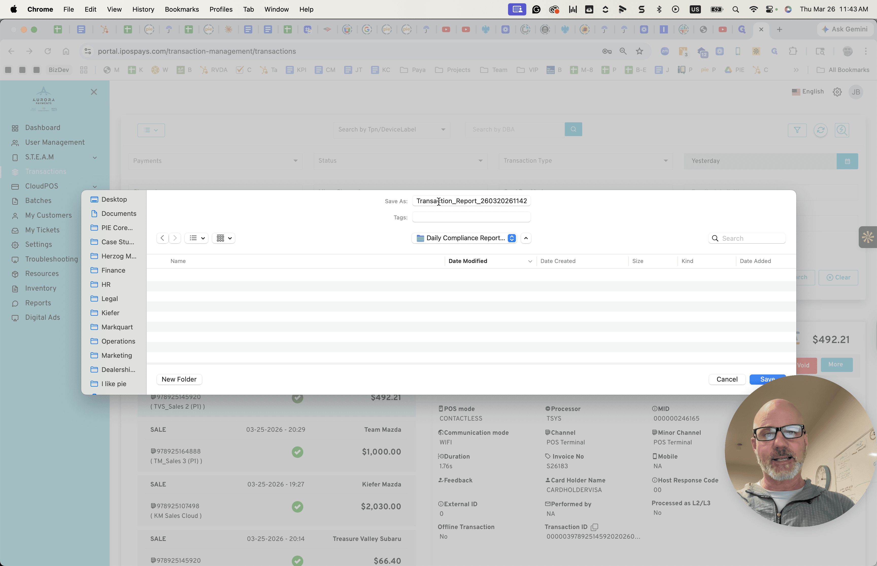 Step #28: Click on "Transation_Report_260320261142"