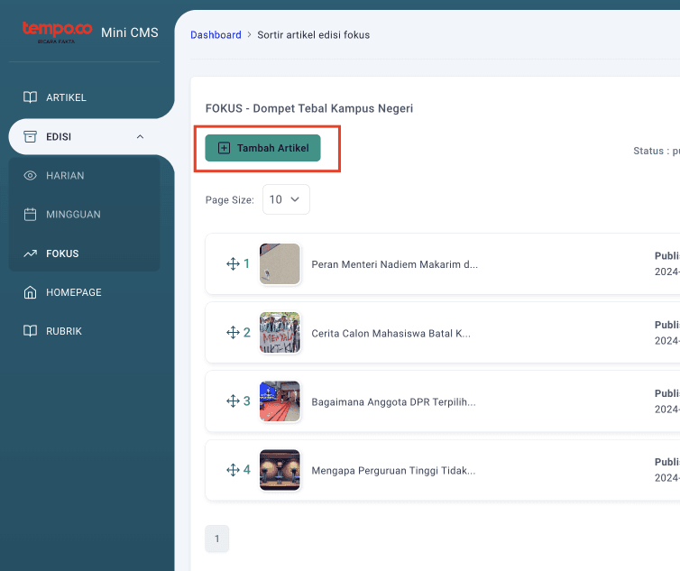 Step #10: Kemudian klik button 'Tambah Artikel'