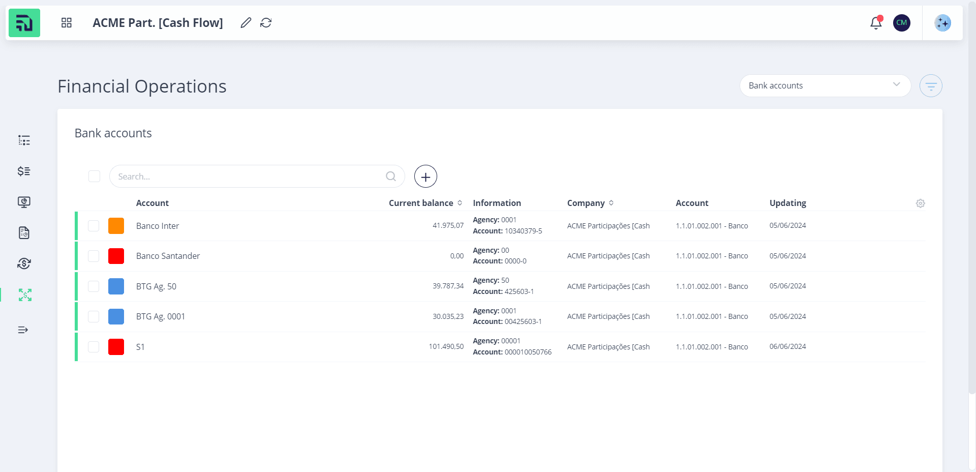 Step #3: Clique no ícone "Adicionar" para cadastrar uma nova conta