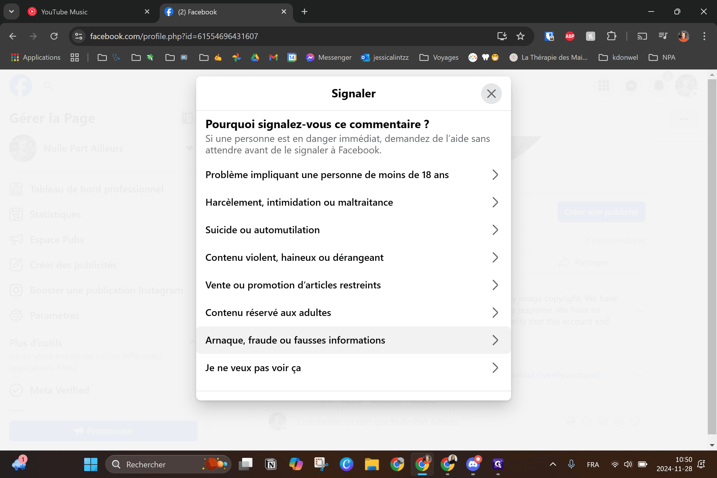 Step #5: Cliquez sur "fraude ou fausses informations"