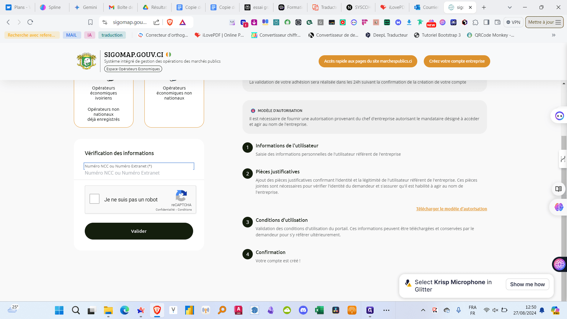 Step #4: Cliquez sur "Numéro NCC ou Numéro Extranet"