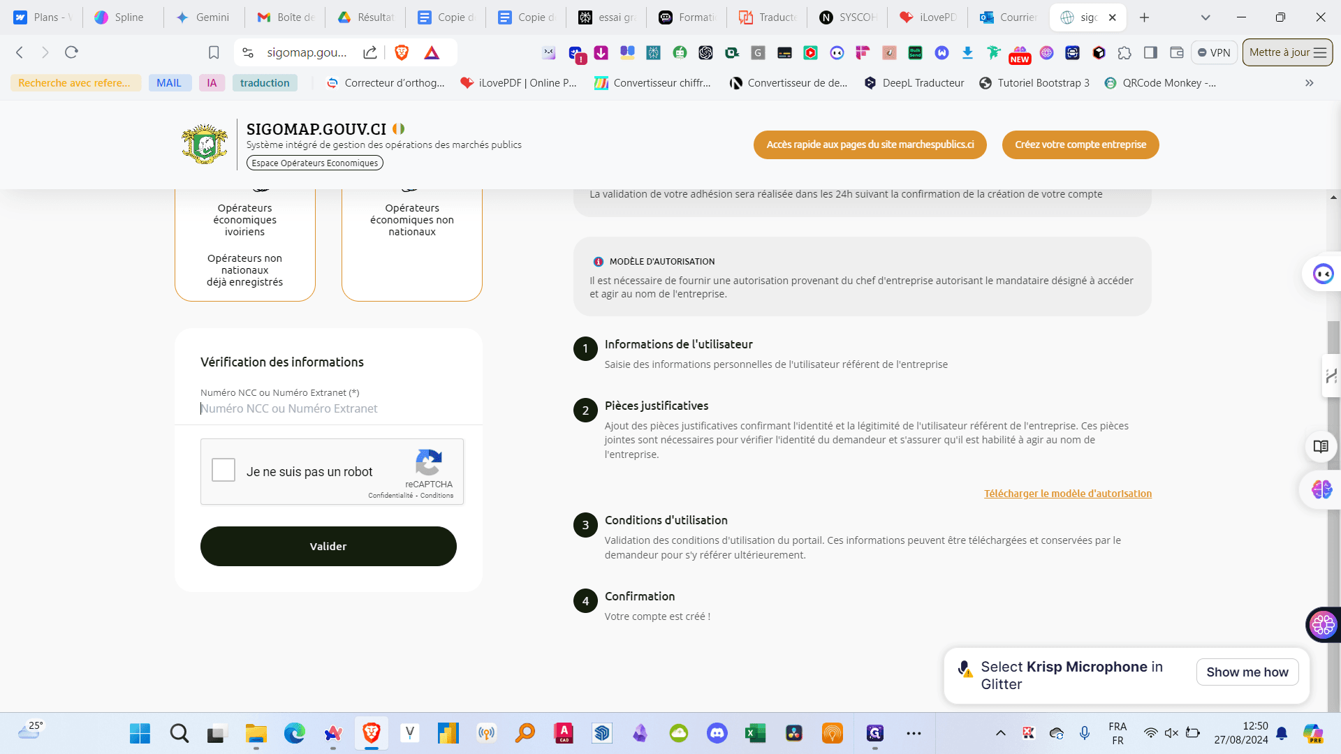 Step #5: Cliquez sur "Numéro NCC ou Numéro Extranet"