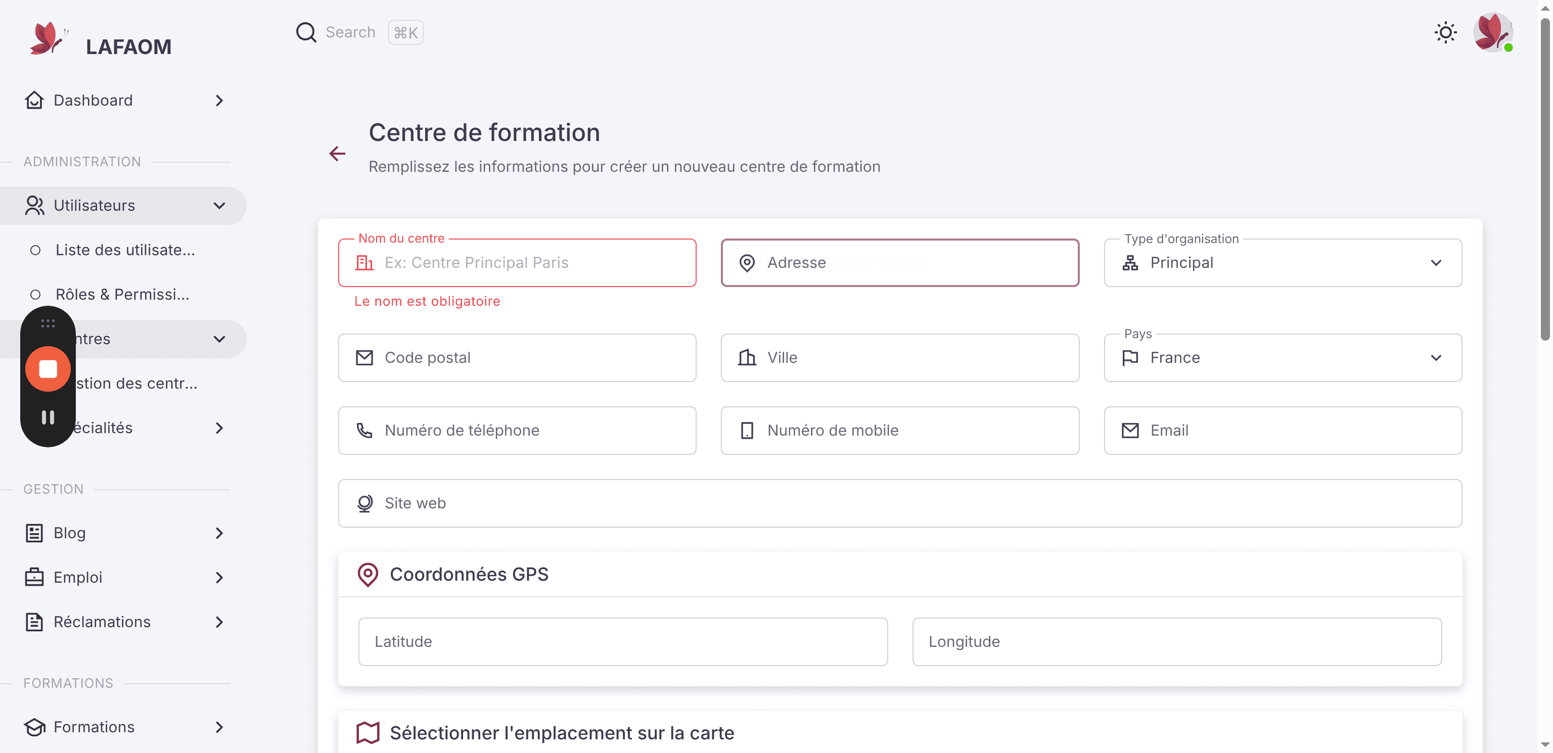 Step #22: Cliquez sur "Adresse"