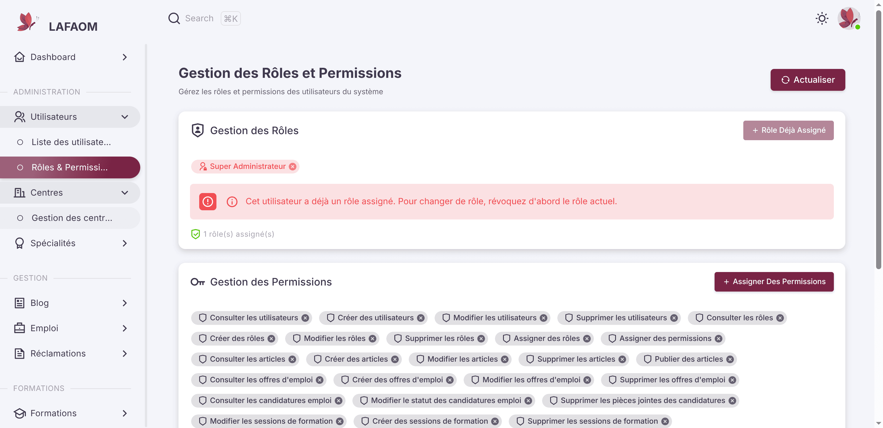 Step #19: Cliquez sur "Gestion des centr ..."