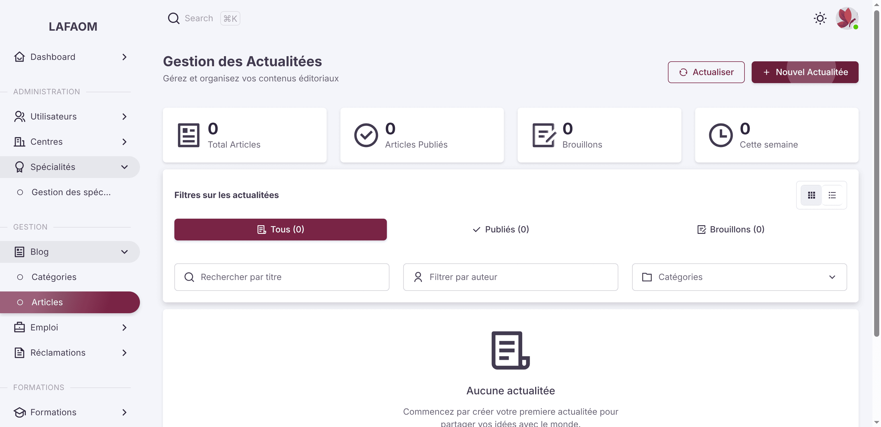Step #48: Cliquez sur "+ Nouvel Actualitée"