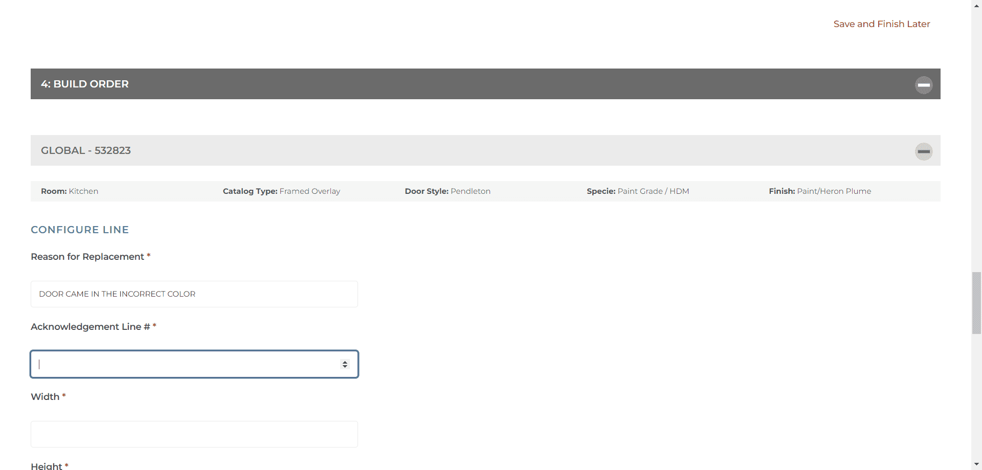 Step #21: Type the reason for the replacement & enter the line item # from the original order.