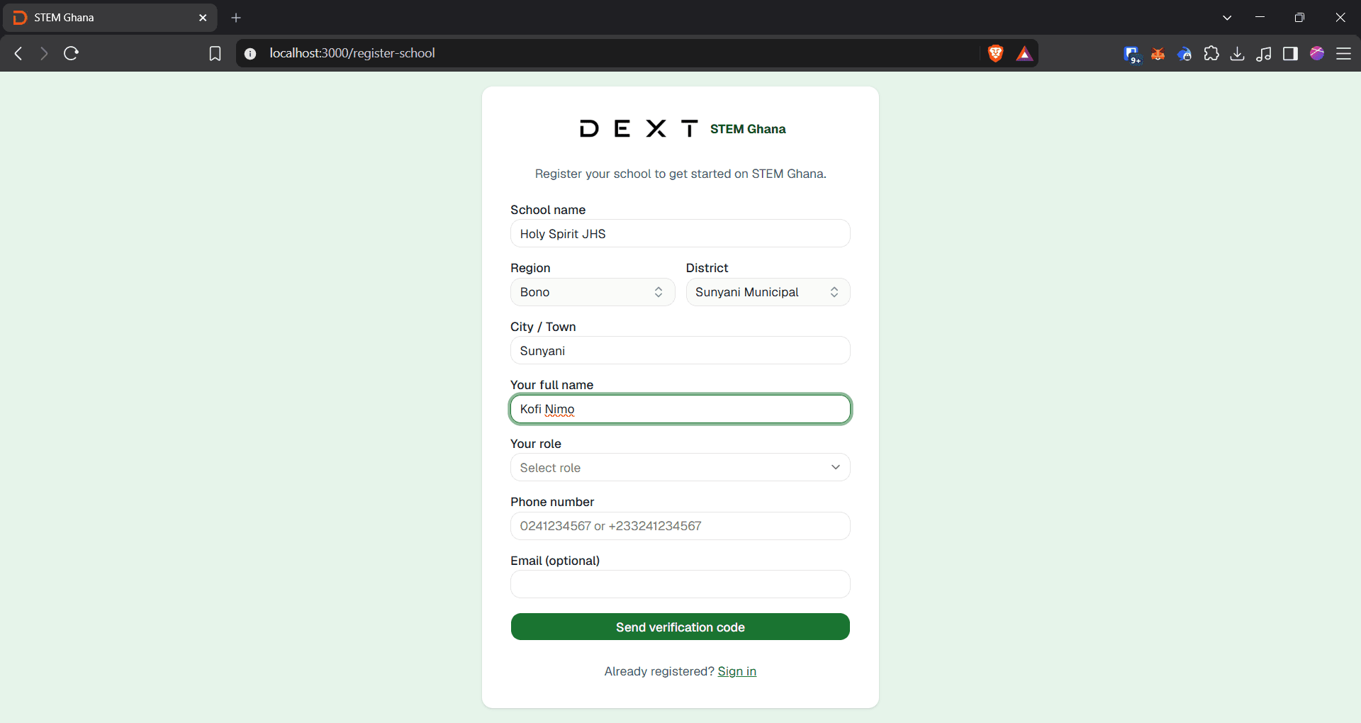Step #9: Click the Select role dropdown menu.