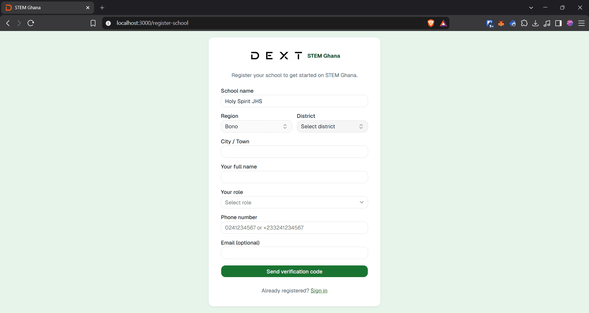 Step #5: Click the Select district dropdown menu.