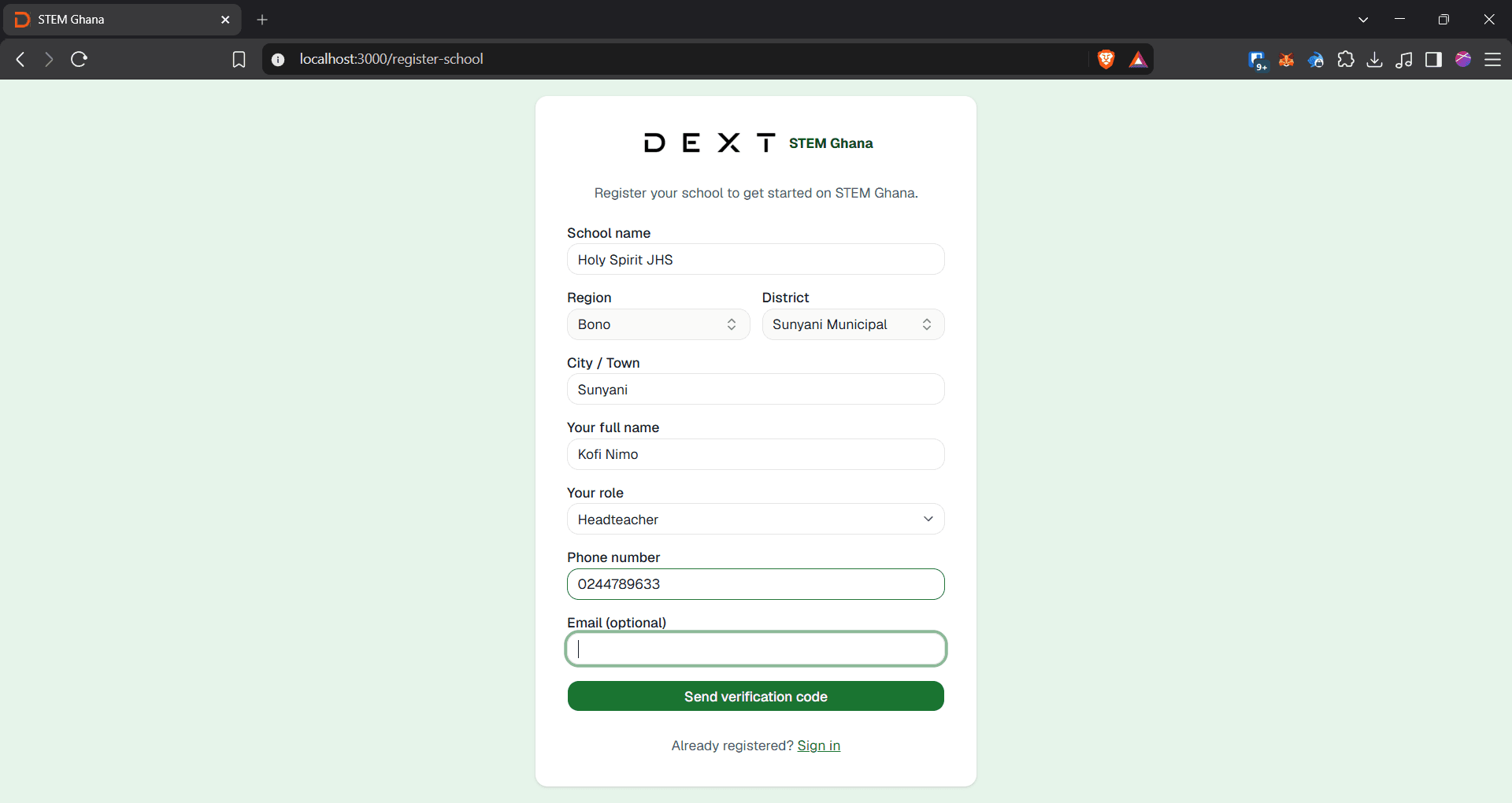 Step #12: Click the Email (optional) field to provide an email address if available.