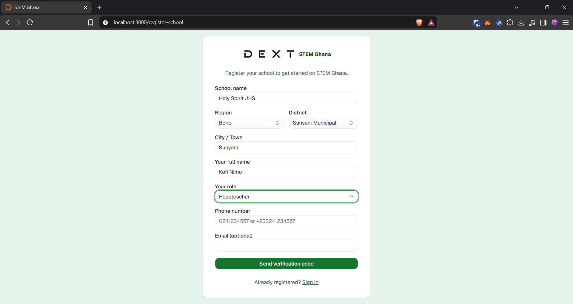 Step #11: Click the Phone number field and enter your phone number.