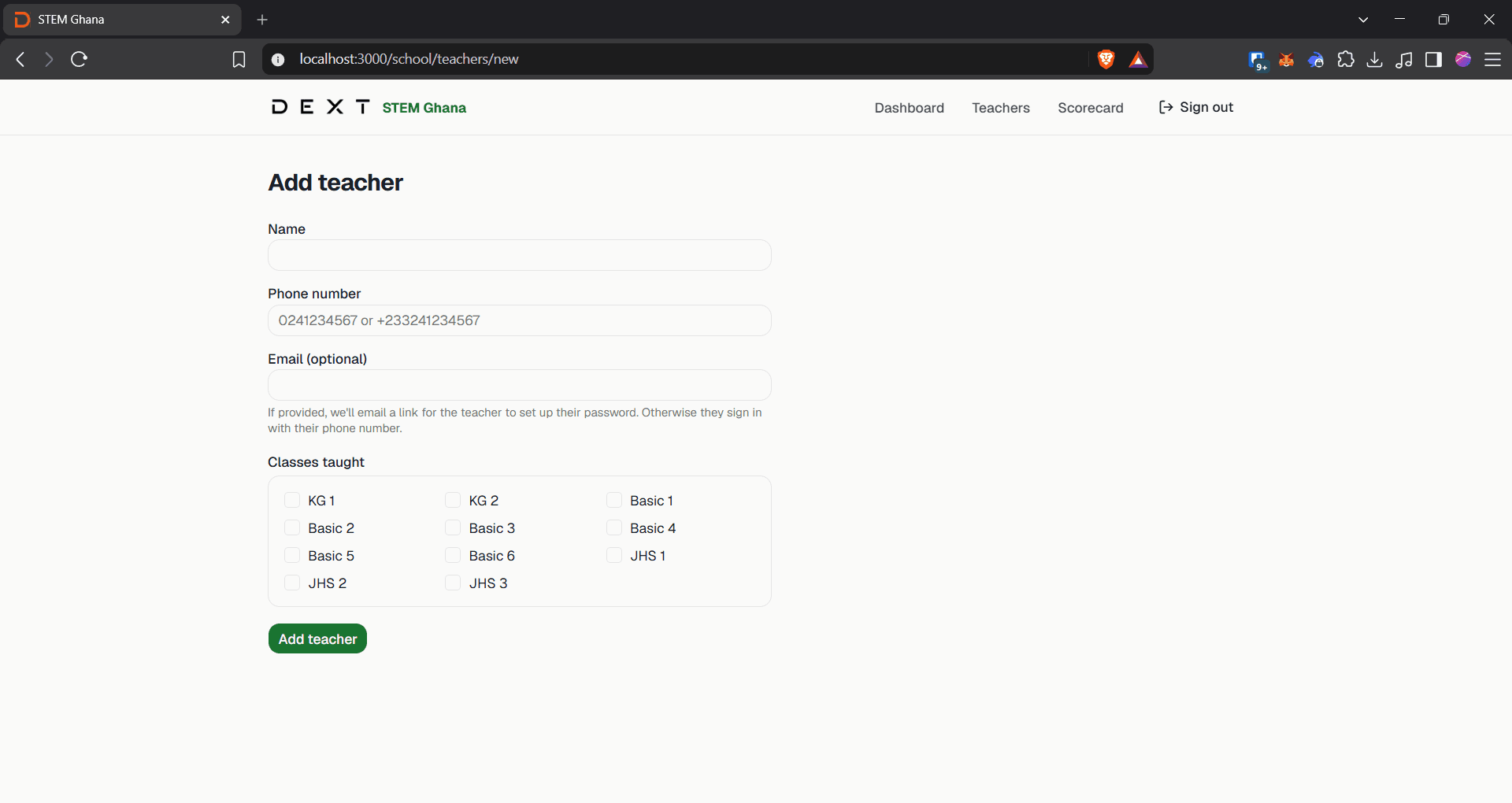 Step #18: Click the Name field and enter the teacher's full name.