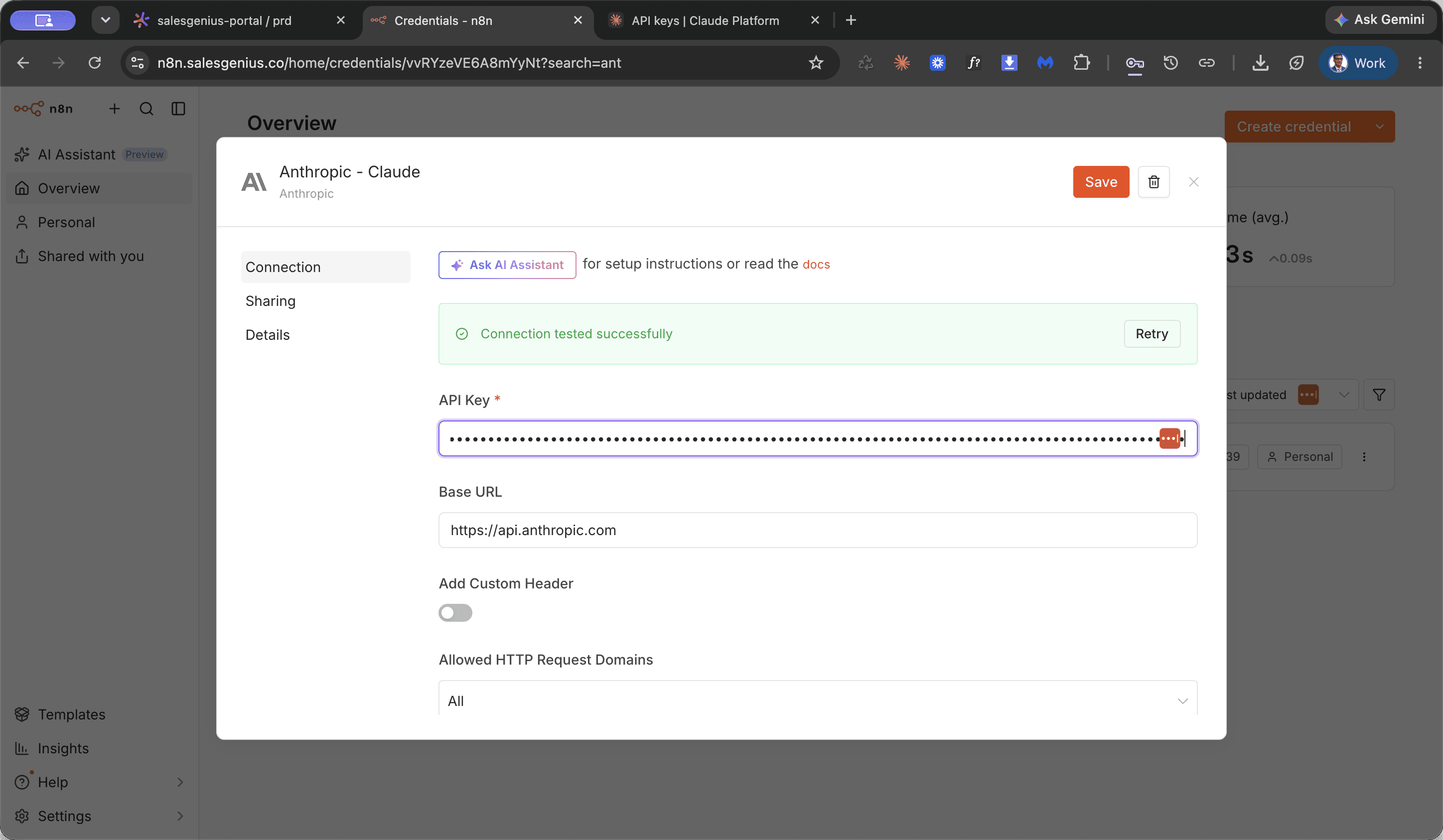 Step #10: Replace the existing token in the API Key field with the copied key and click Save.