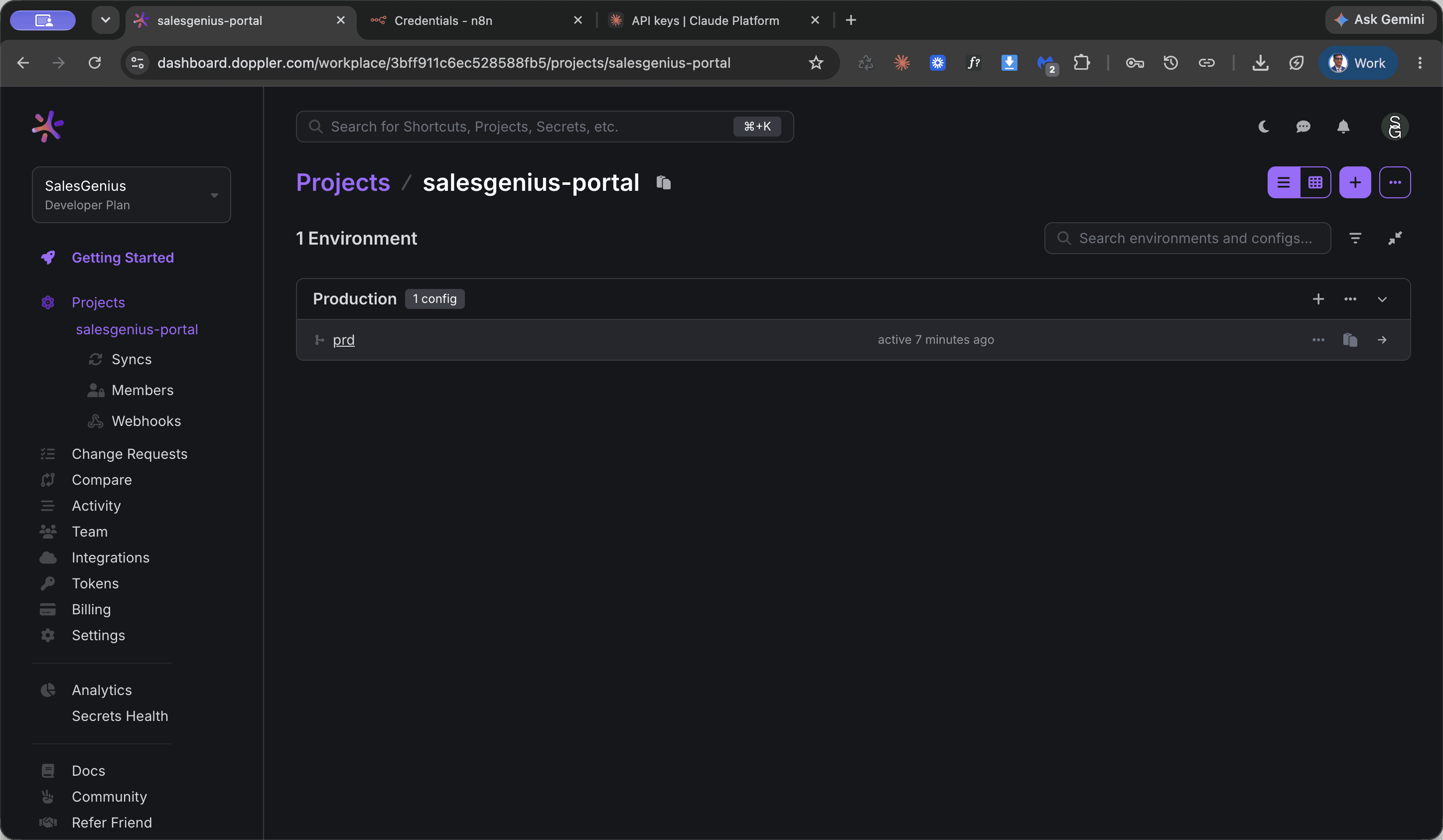 Step #2: Click prd under the Production environment section.