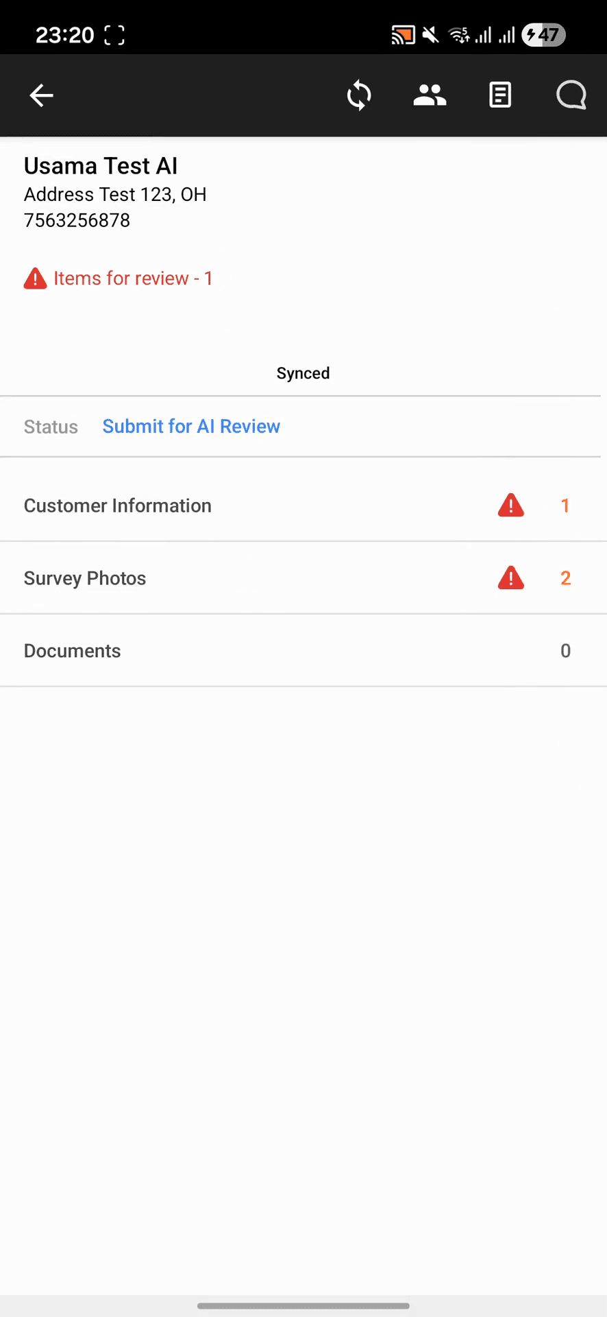Step #17: Access the Survey Photos section by tapping on it to check for other alerts.