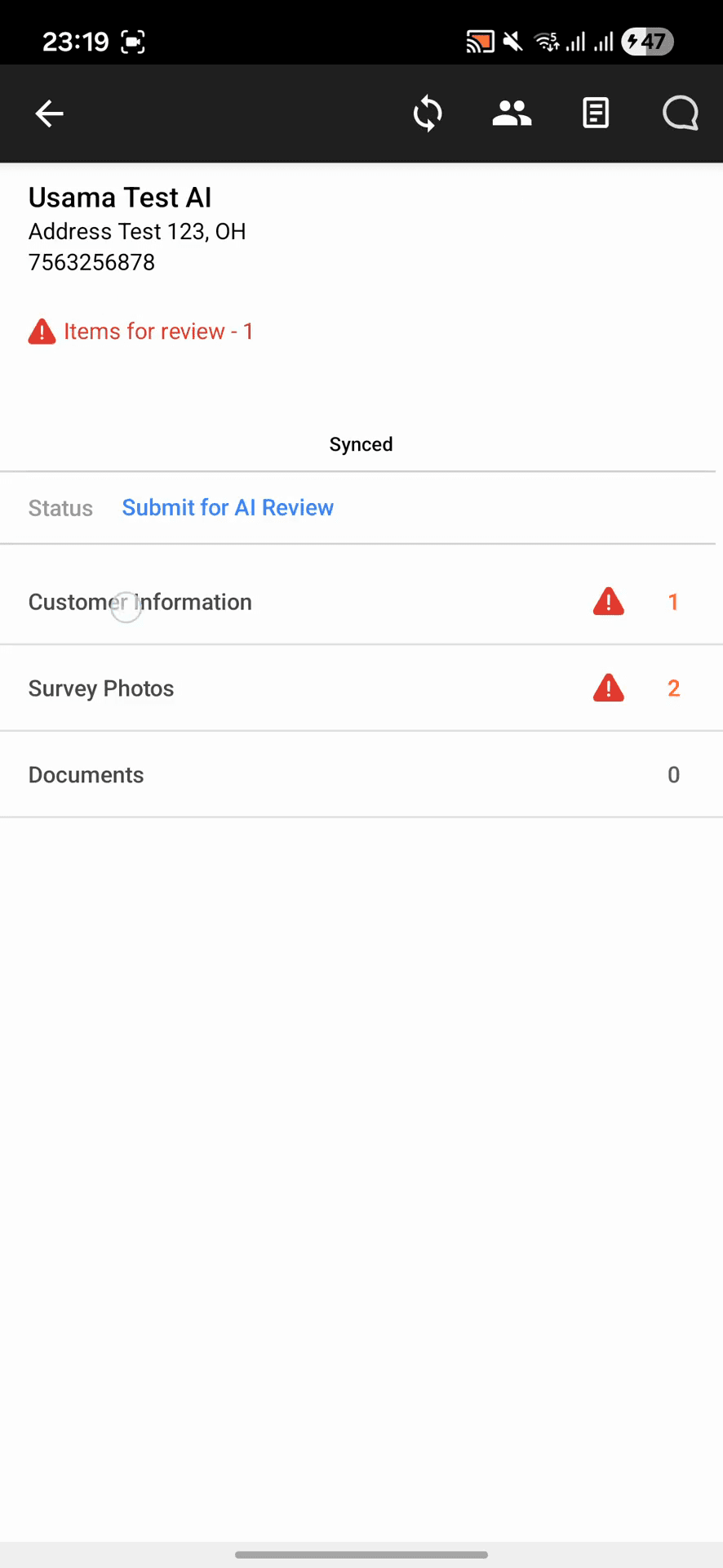 Step #14: Tap the Customer Information section to view any flagged items.