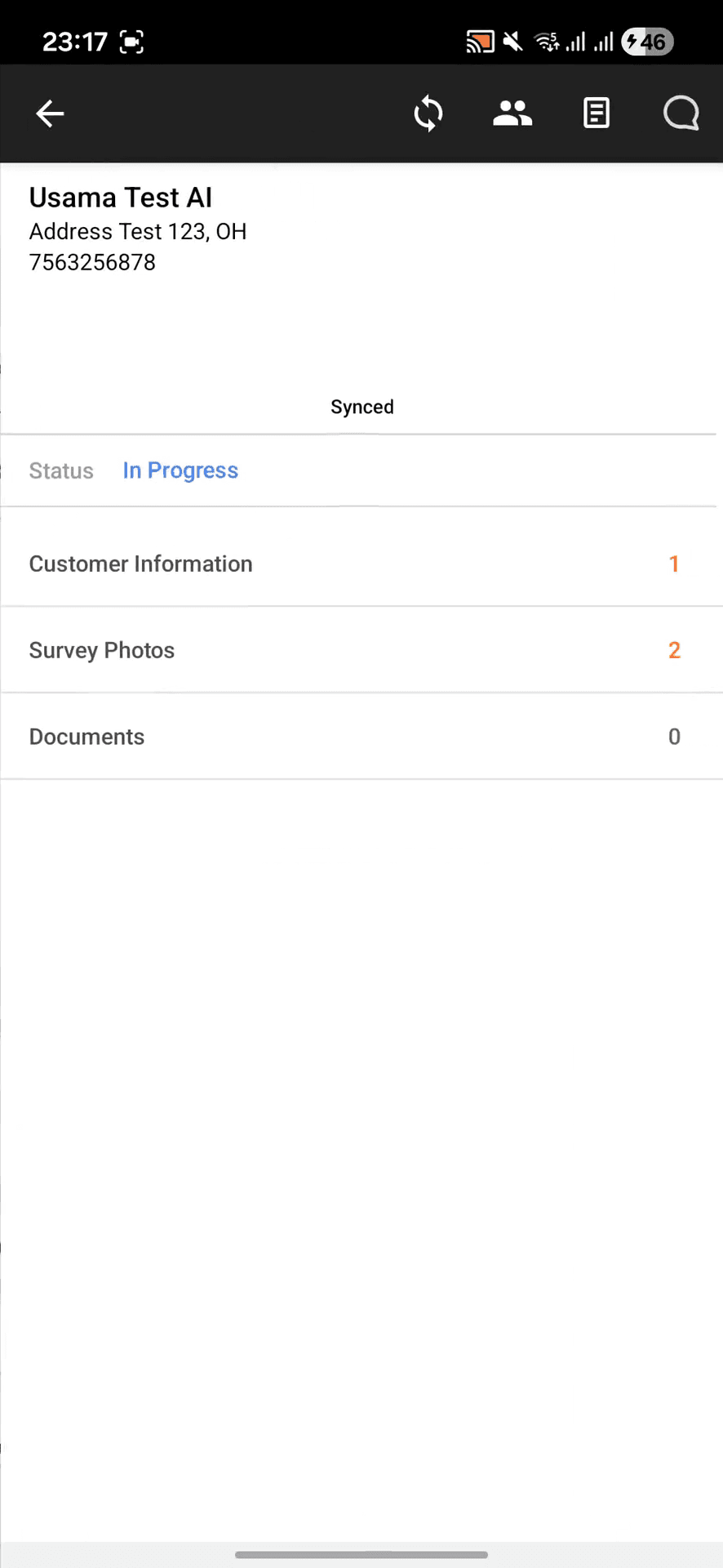 Step #6: Tap Customer Information & Survey Photos to access the relevant form fields.