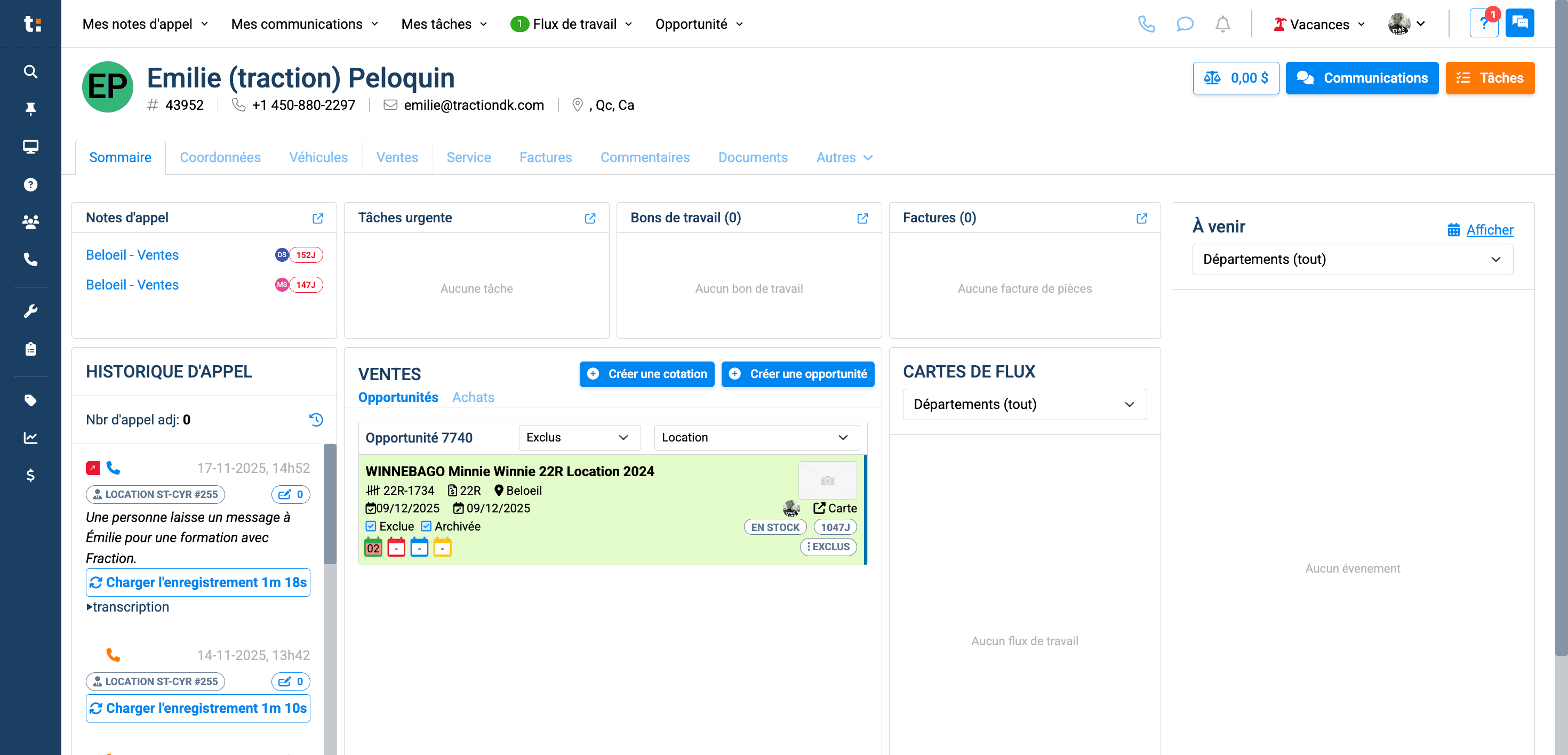 Step #2: Une fois dans la fiche client, allez dans l'onglet Vente.
