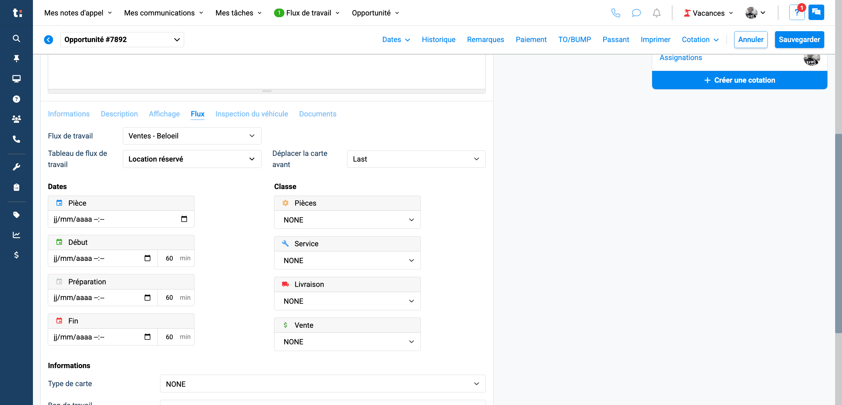 Step #13: Et ensuite, pour terminer, dans la date de début, indiquez la date à laquelle le client prend possession de son unité ainsi que l'heure.