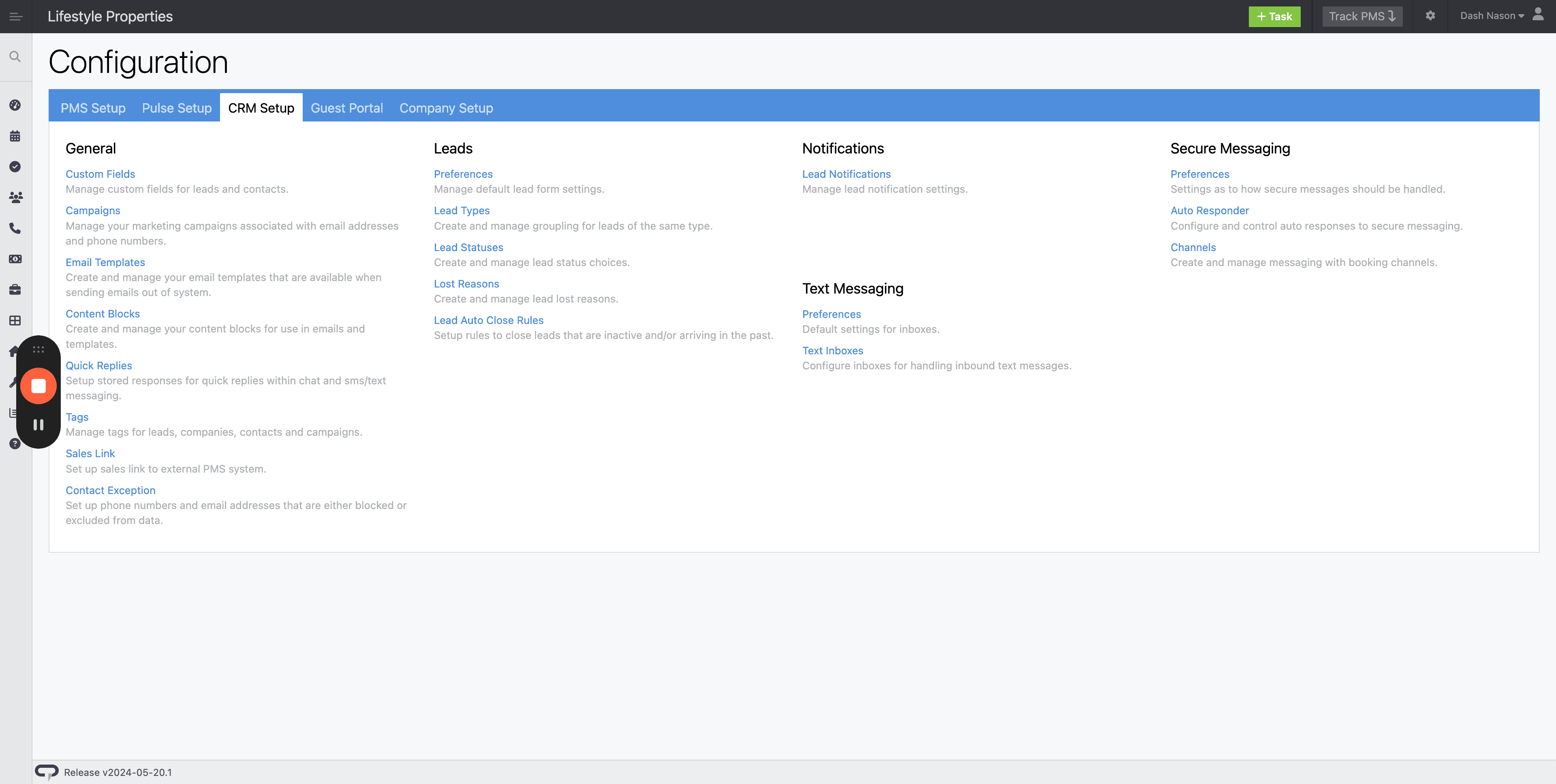 Step #3: Click "CRM Setup"