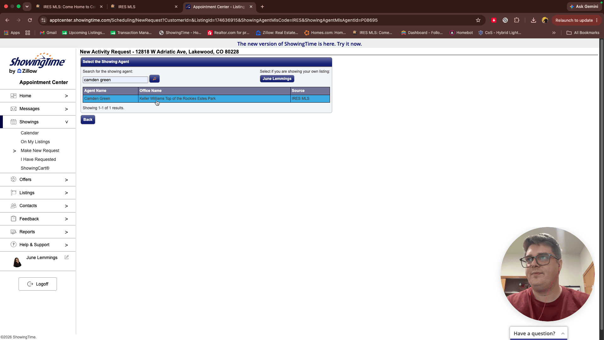 Step #15: Search for the hosting agent's name and click their profile from the results list.