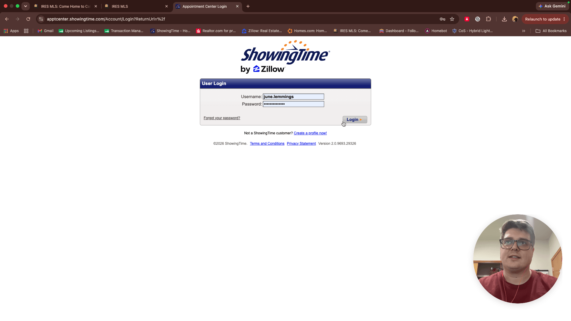 Step #11: Open ShowingTime and click Login.