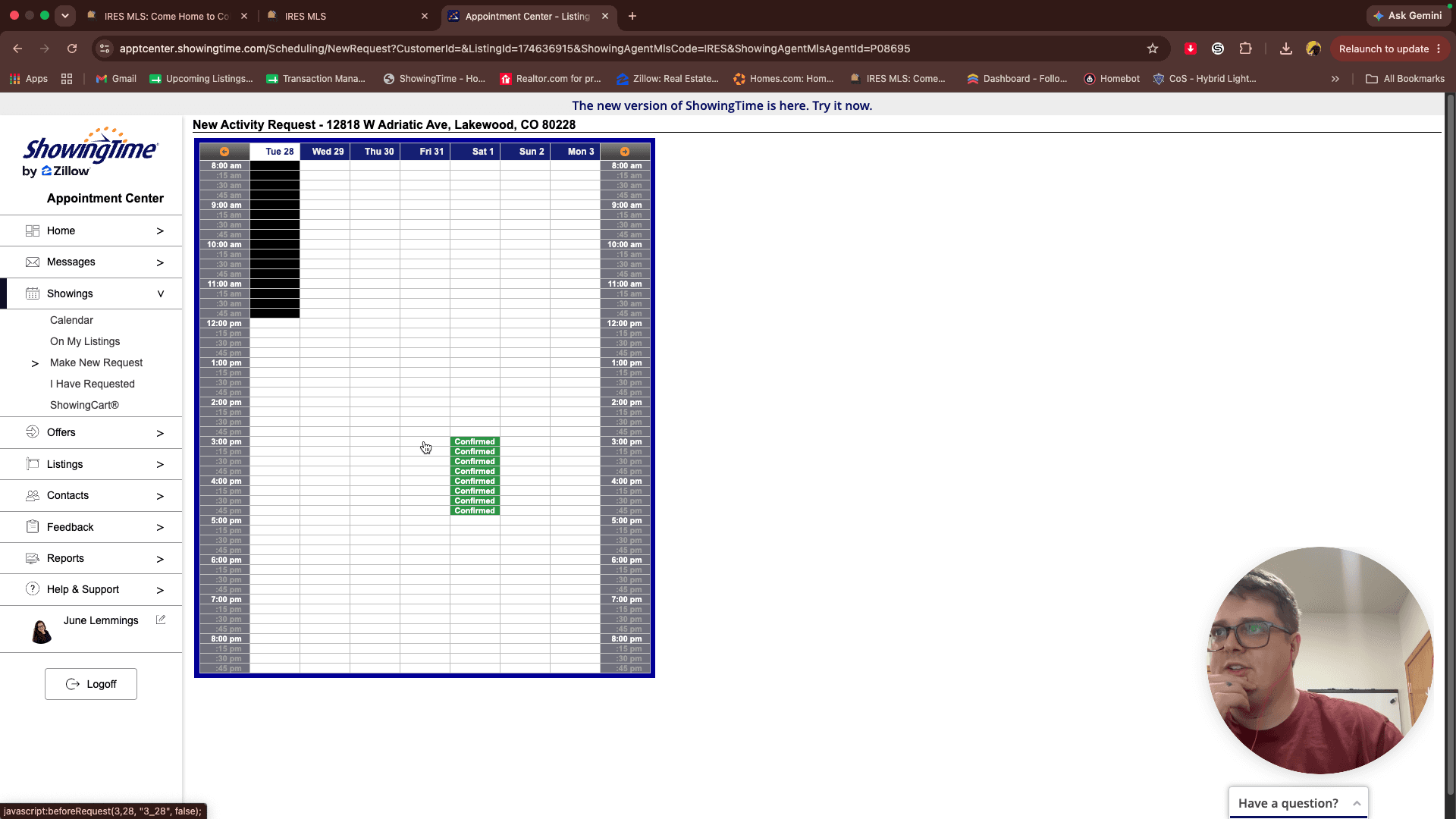 Step #17: Select the open house date and start time on the calendar grid.