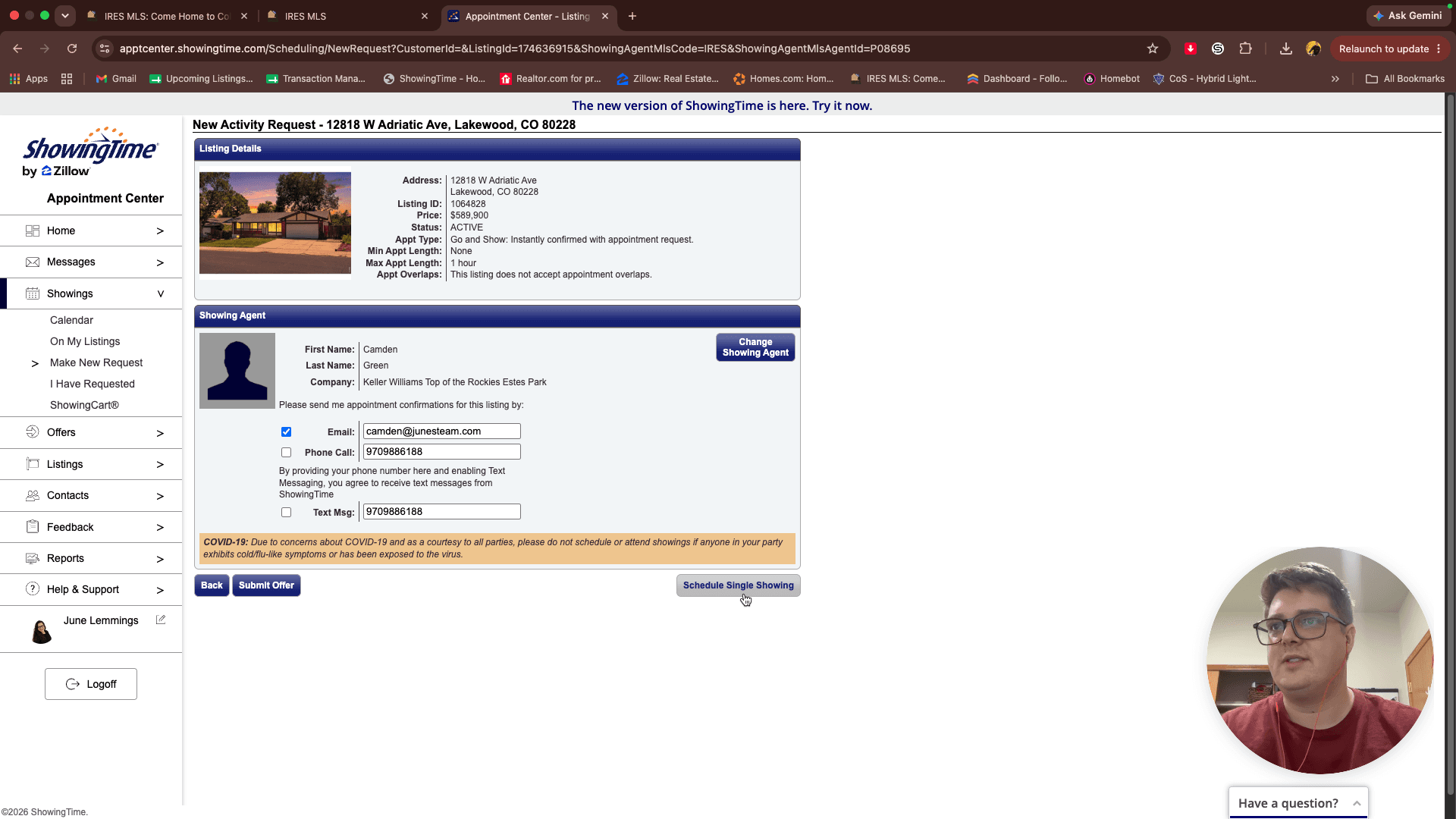 Step #16: Click Schedule Single Showing.