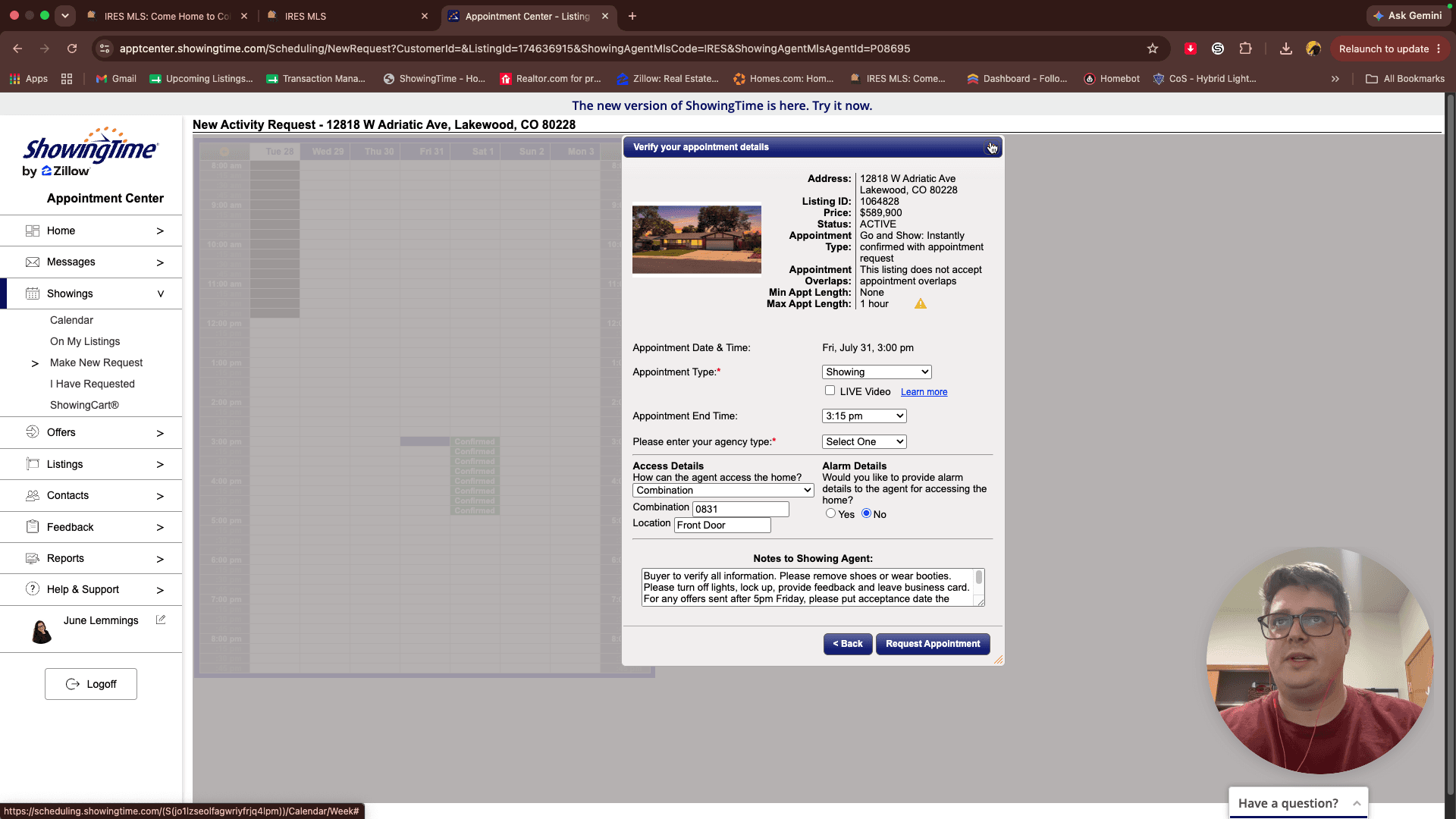 Step #21: Review the appointment details and click Request Appointment.