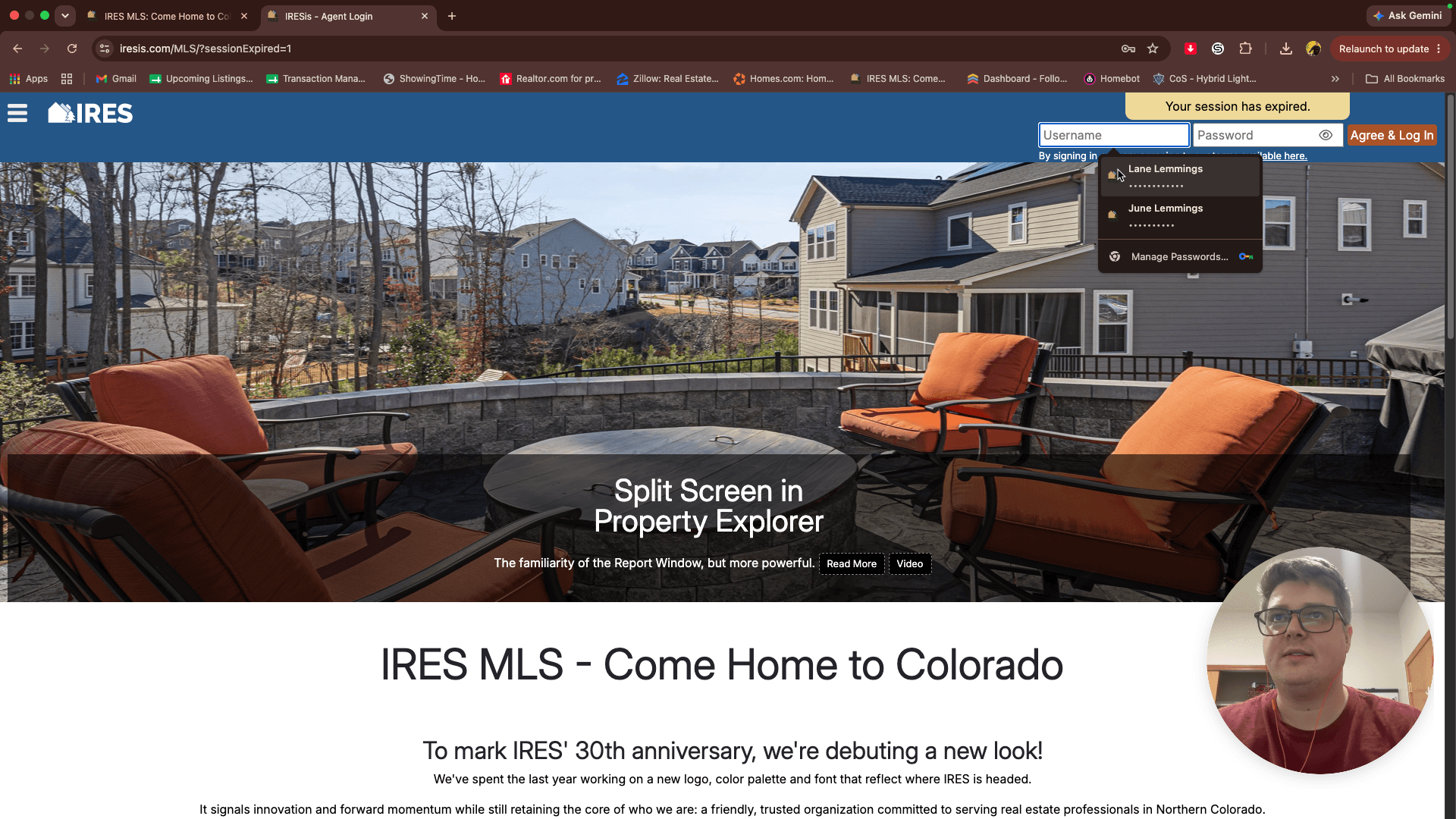 Step #2: Navigate to the IRES MLS portal and log in with your credentials.