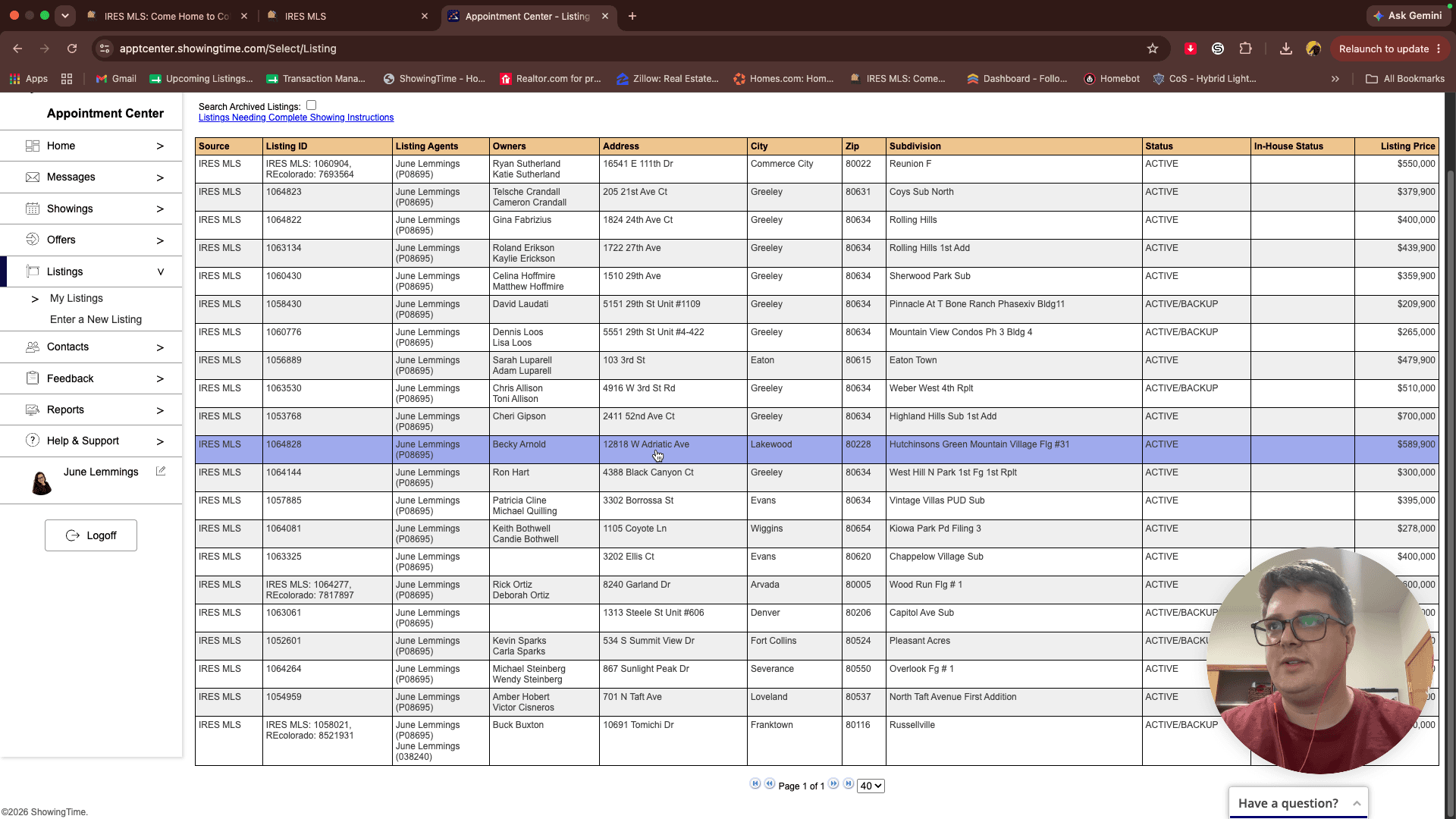 Step #13: Locate and click the corresponding property listing row.