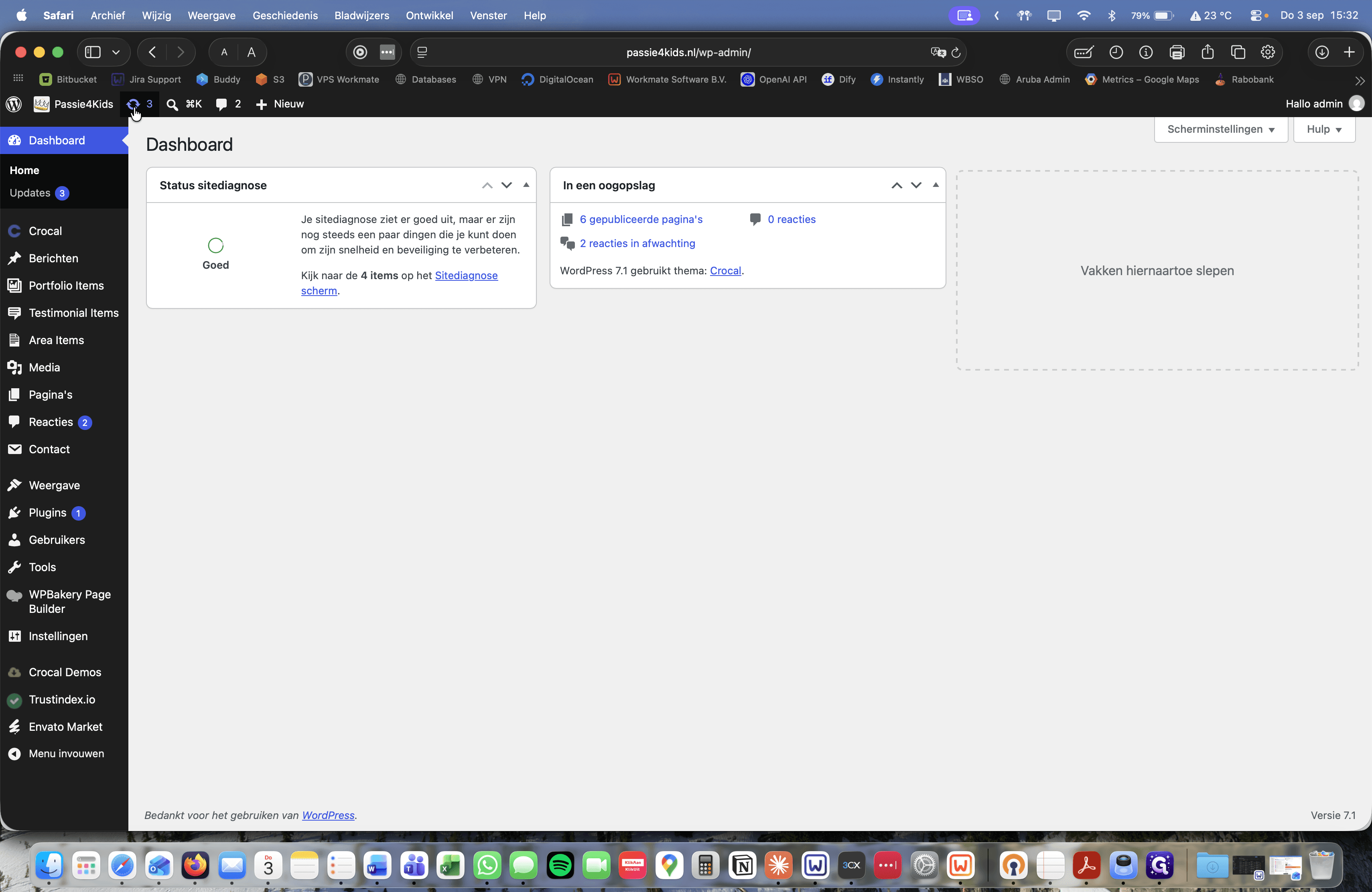 Step #2: Klik op het updates-icoon in de bovenste beheerbalk om naar het updateoverzicht te gaan.