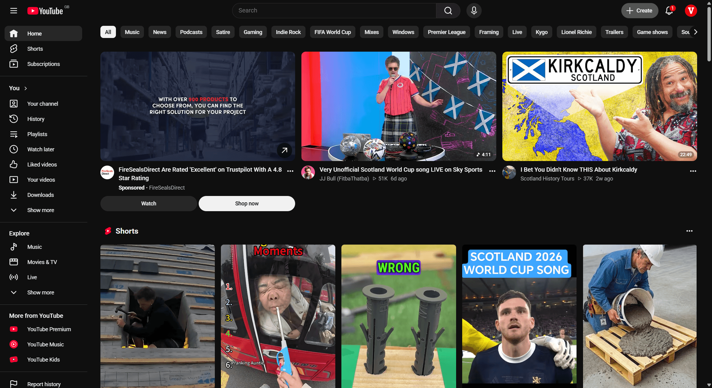 Step #1: Click the Create button (camera icon) in the top right corner of the YouTube homepage.