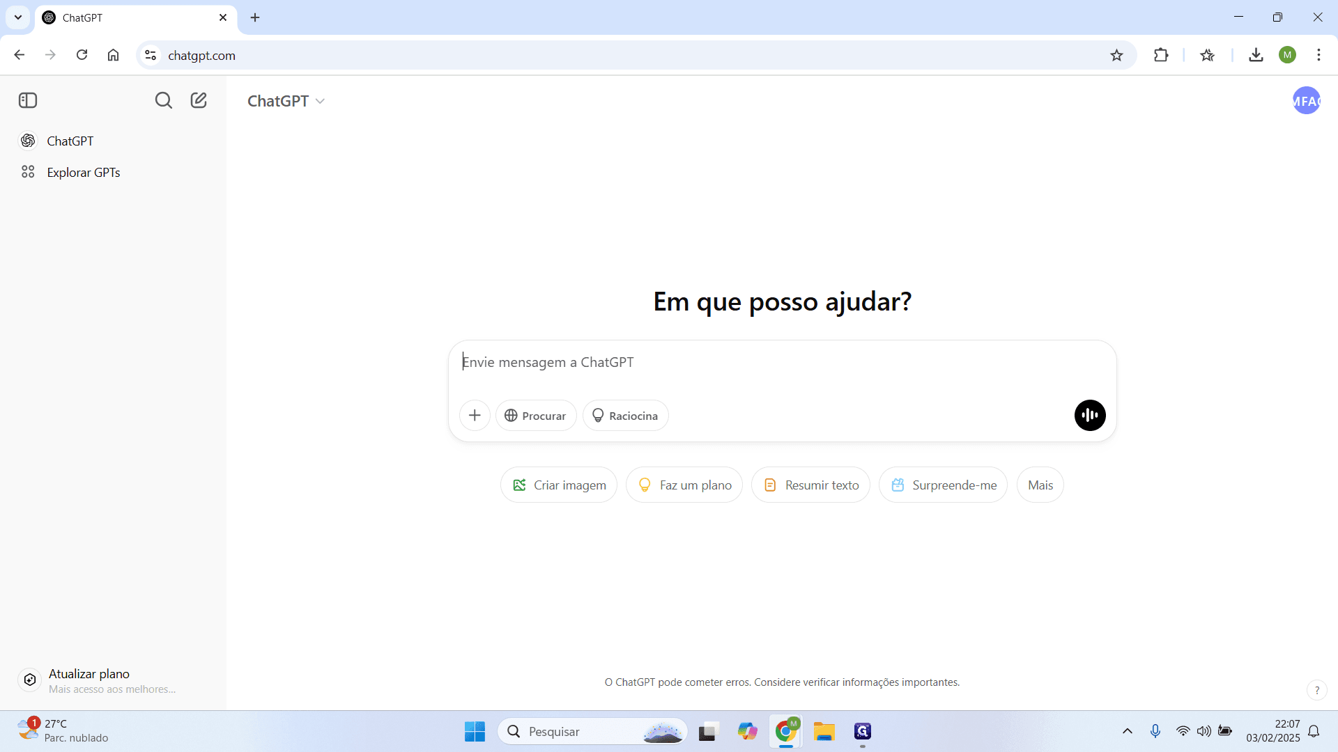 Step #13: Pronto! A sua conta foi criada.Agora você já pode começar a utilizar o ChatGPT com a sua conta.
