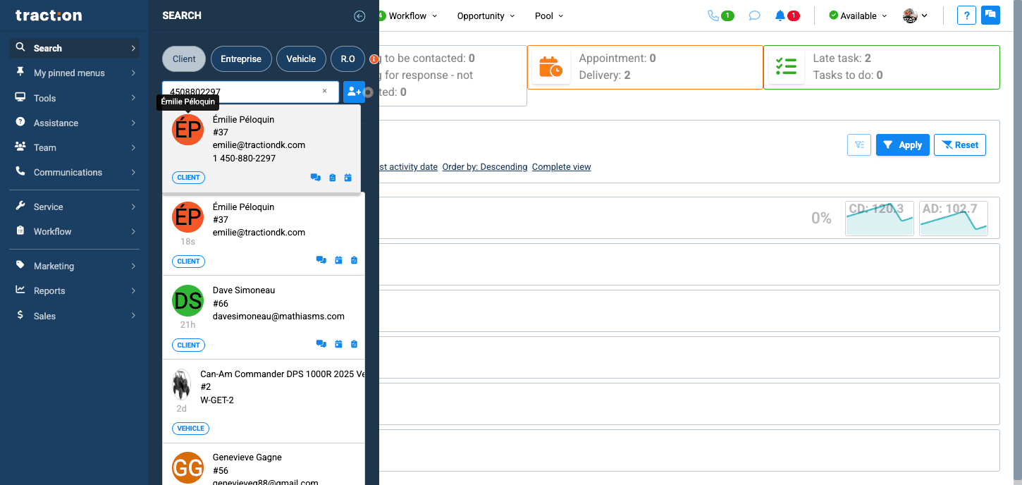 Step #3: Click on the client to access their profile.