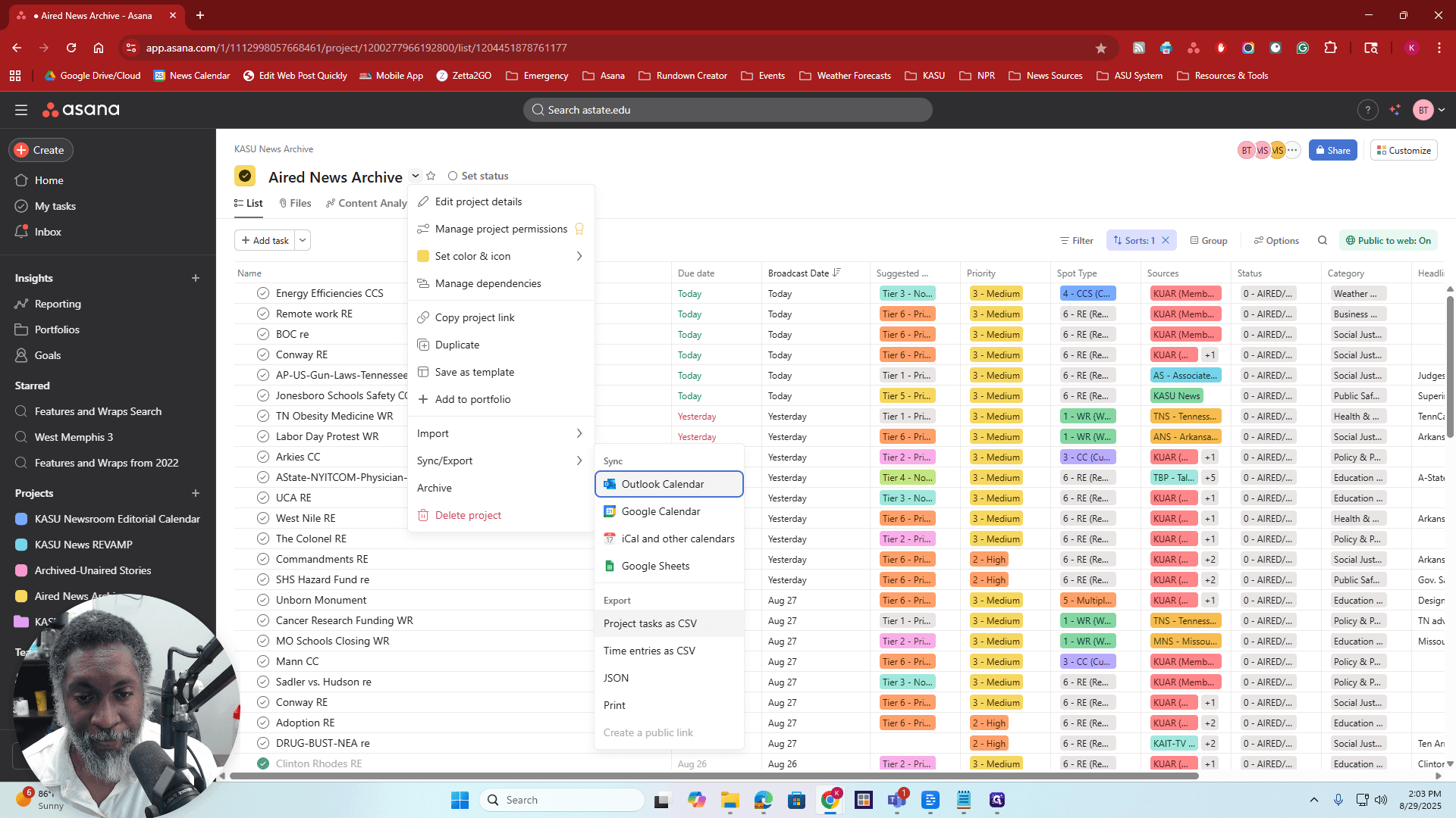 Step #4: Click on "tasks as CSV"
