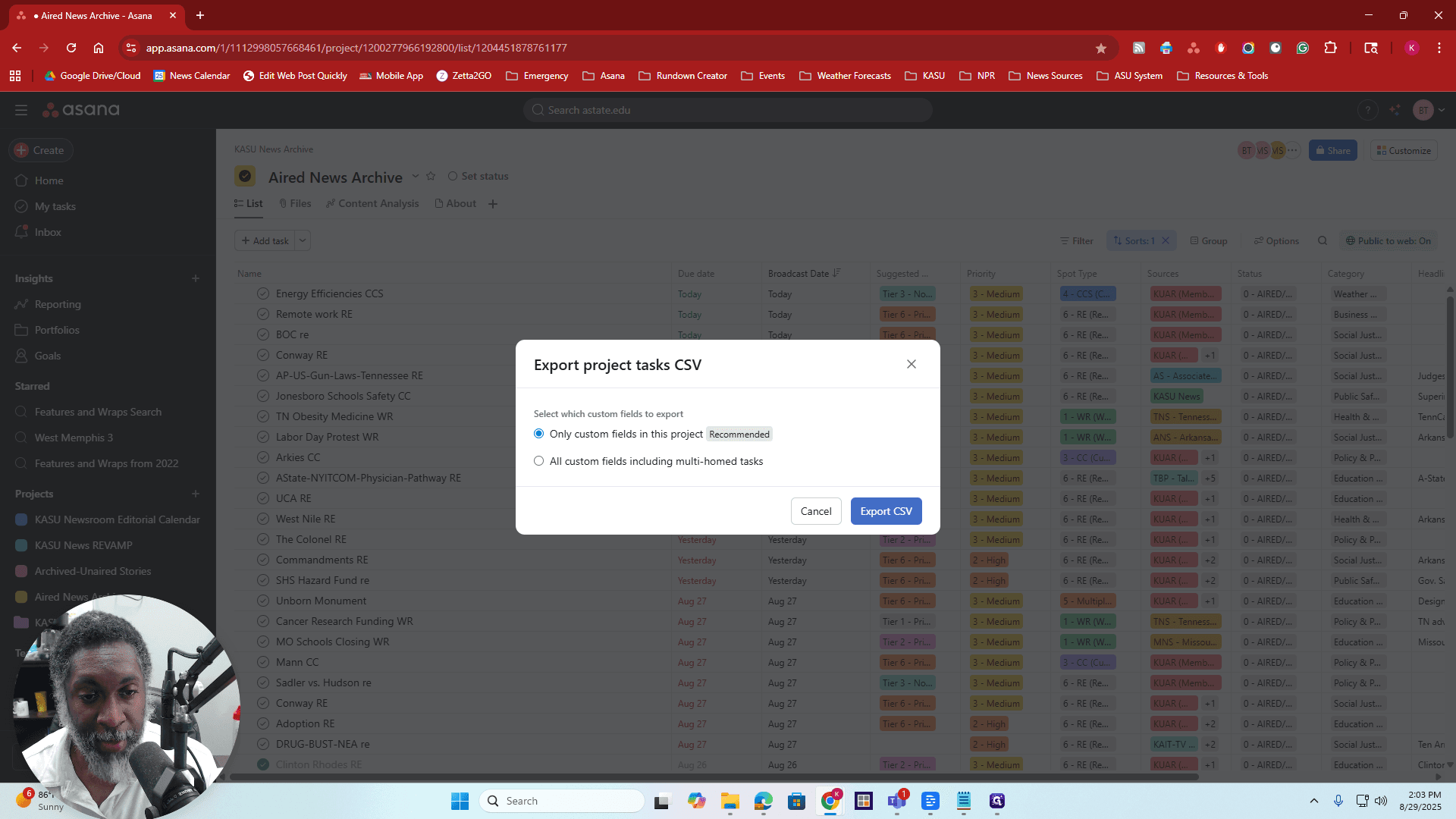 Step #5: Click on "Export CSV"