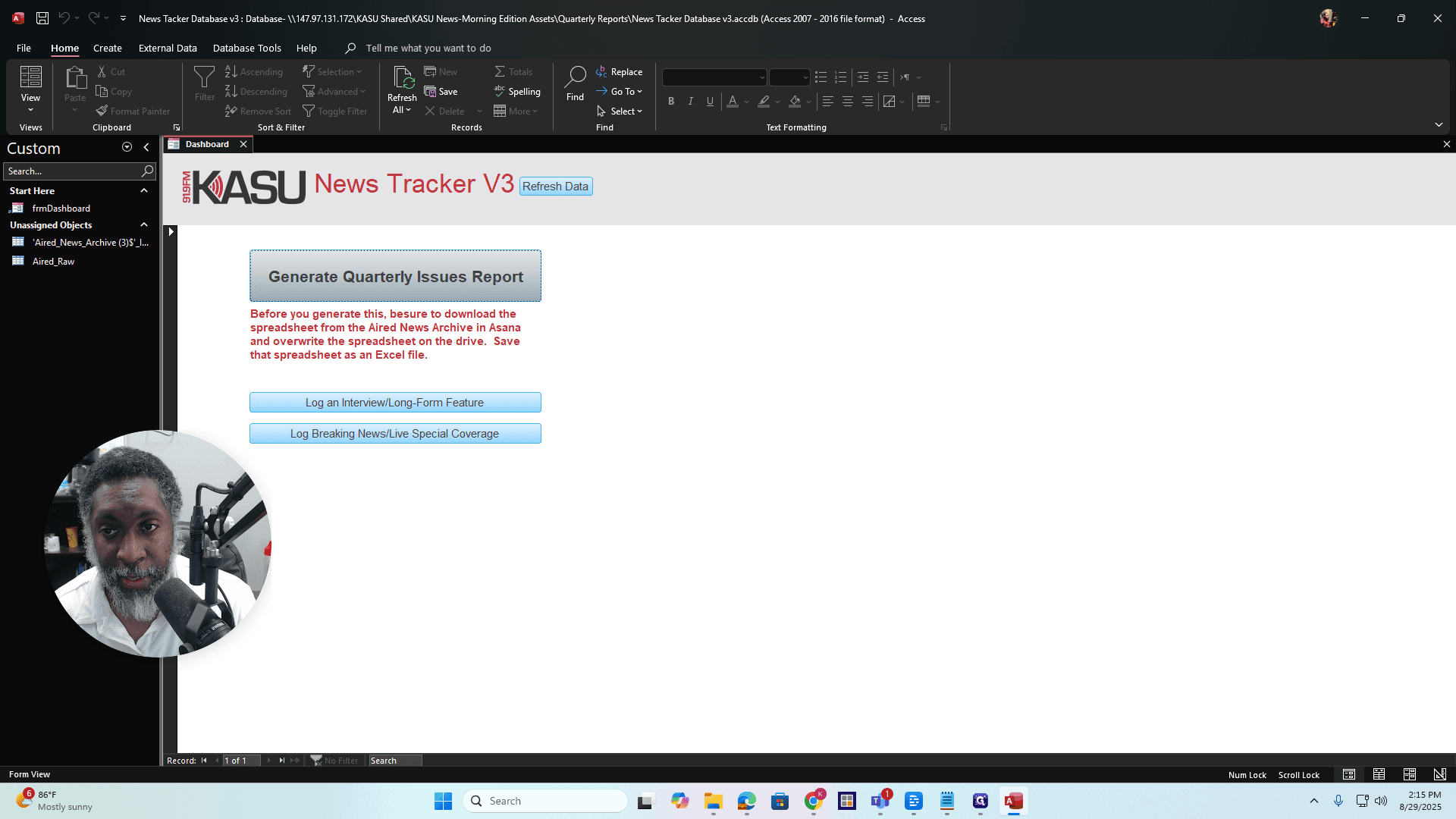 Step #59: Click on "Generate Quarterly Issues Report"
