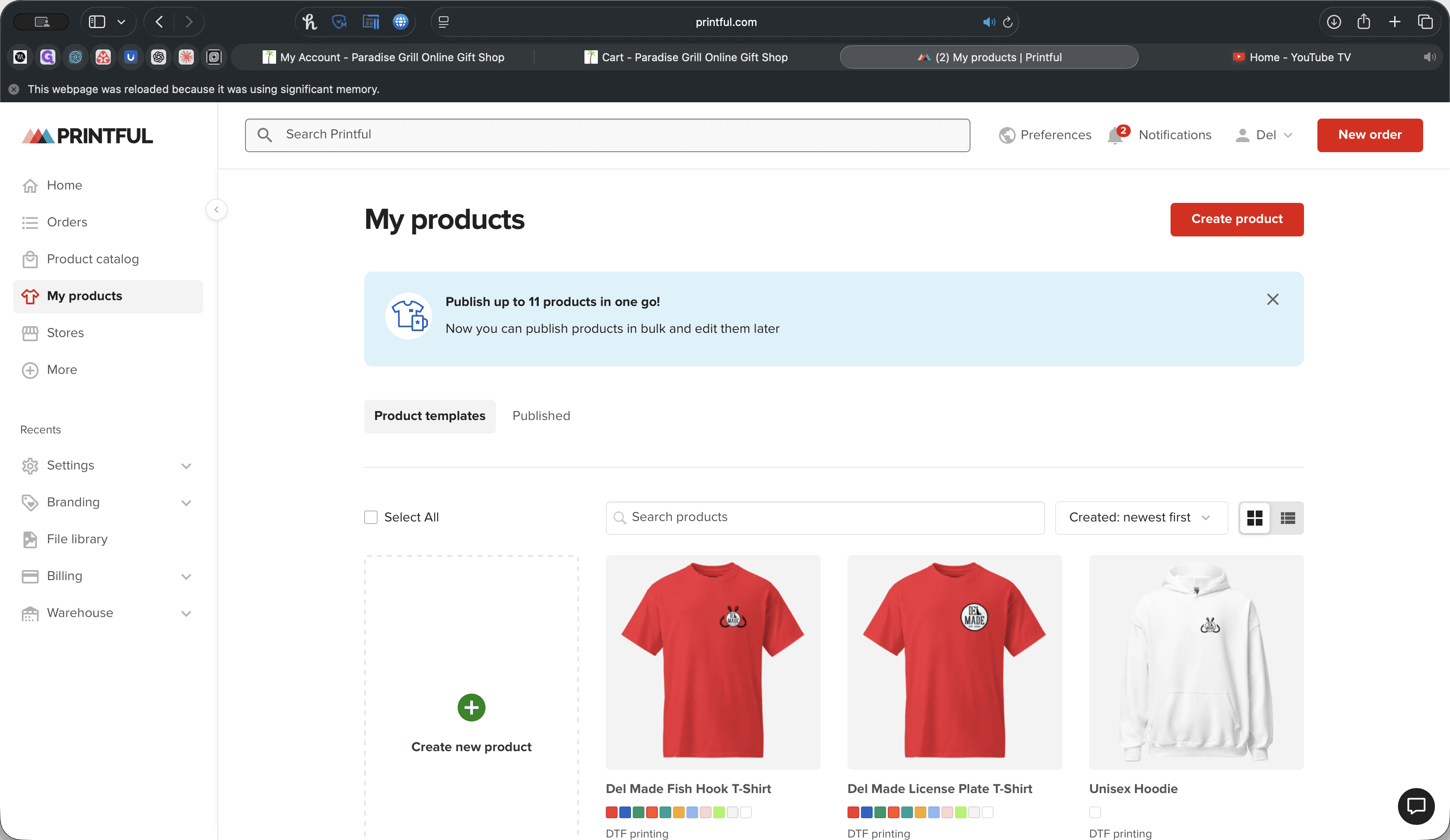 Step #1: Click on "My products"