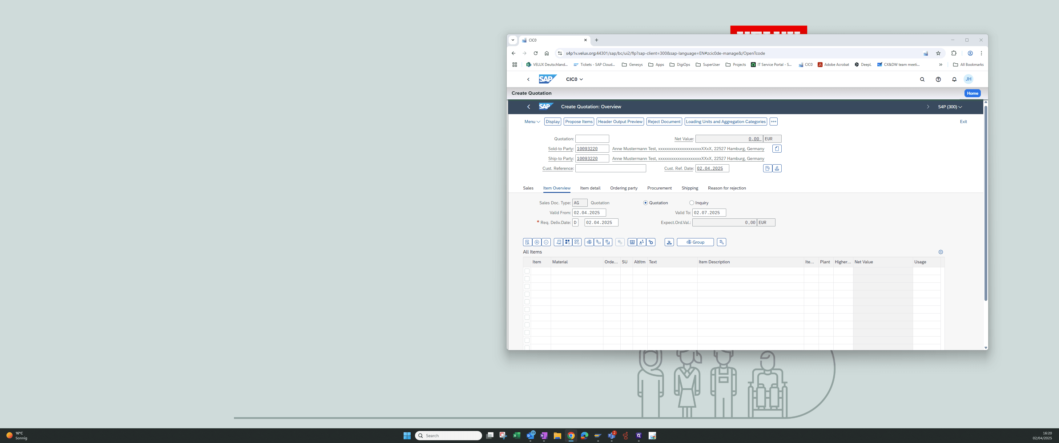 Step #1: Open a quotation or order and click on "Menu"